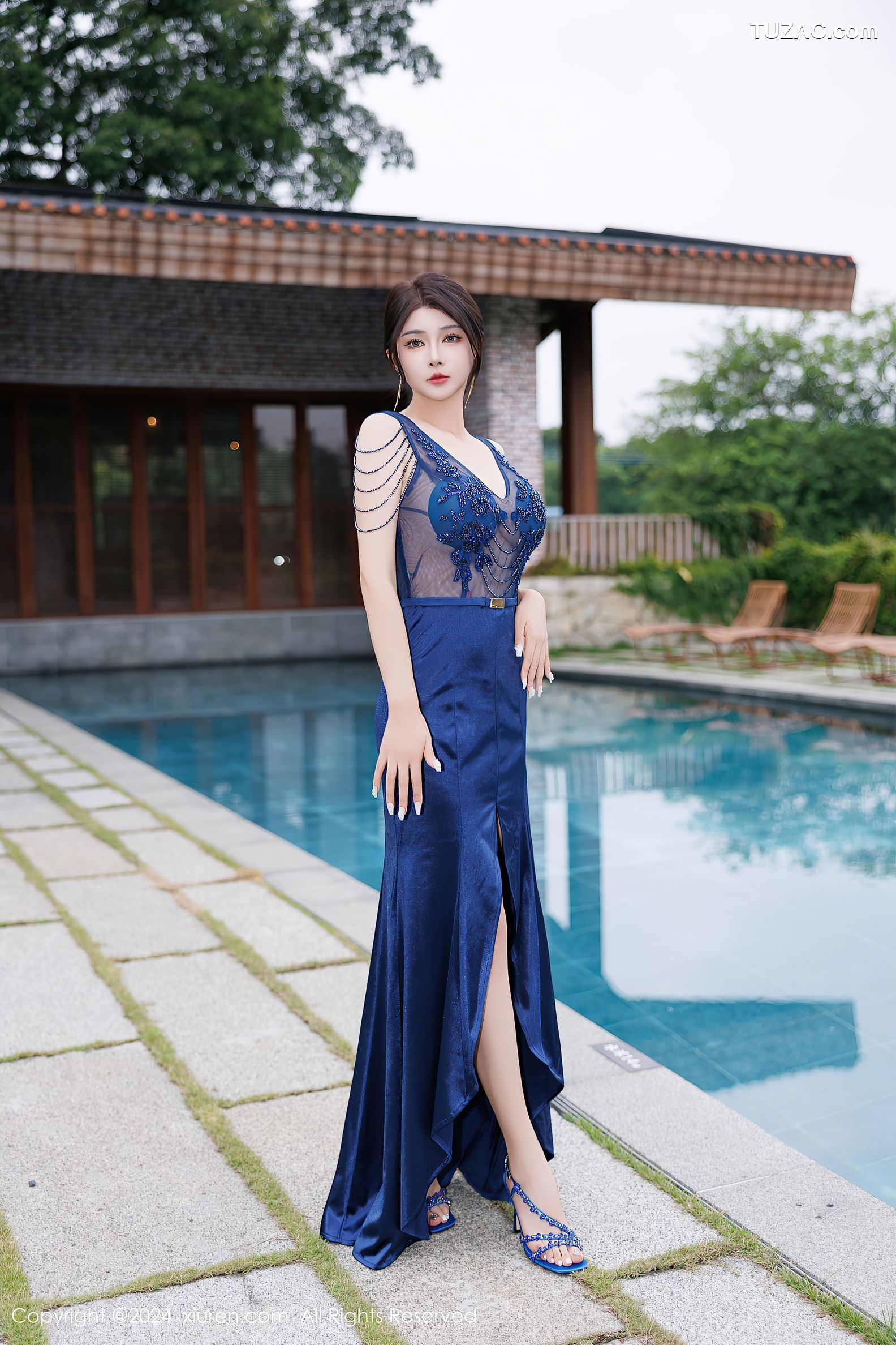 XiuRen秀人网-9435-凯竹Quinn-蓝色长裙蓝色内衣-2024.11.12