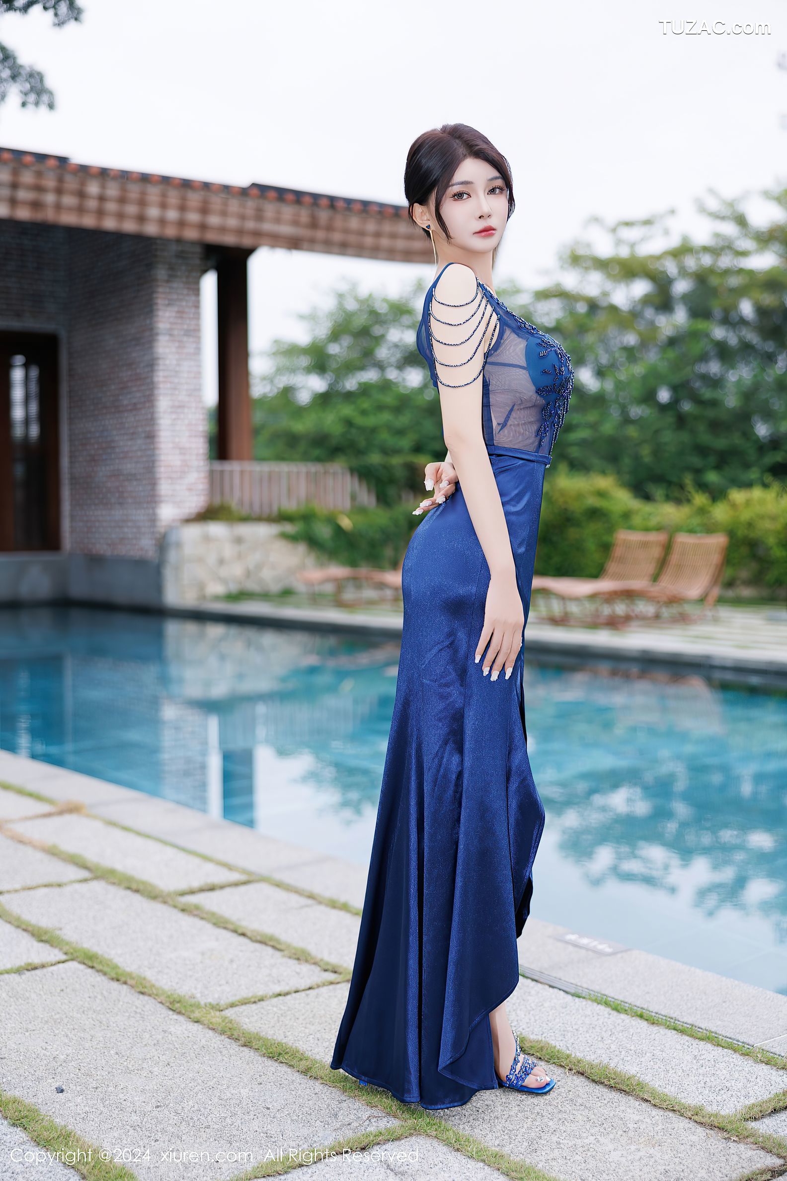 XiuRen秀人网-9435-凯竹Quinn-蓝色长裙蓝色内衣-2024.11.12