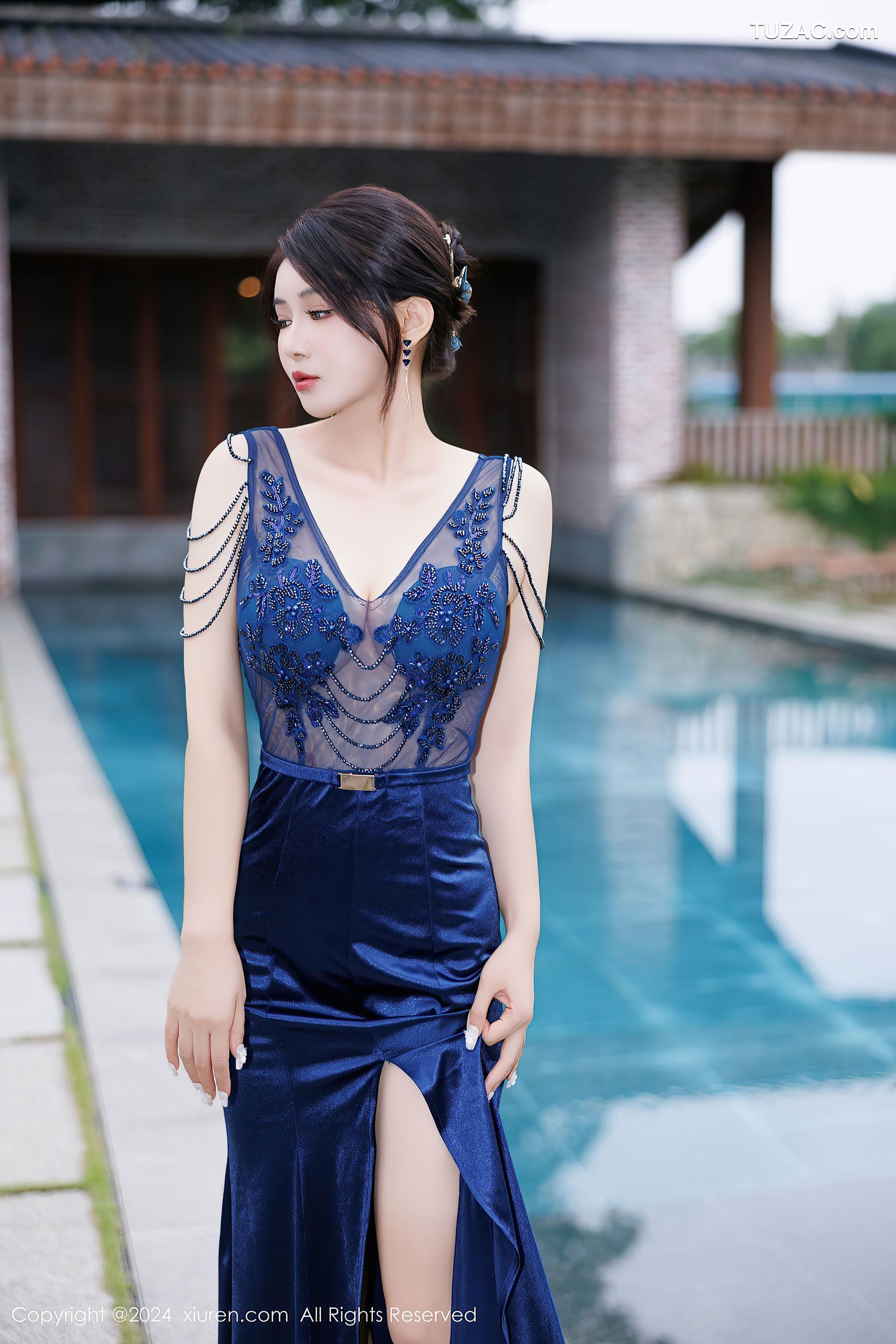 XiuRen秀人网-9435-凯竹Quinn-蓝色长裙蓝色内衣-2024.11.12