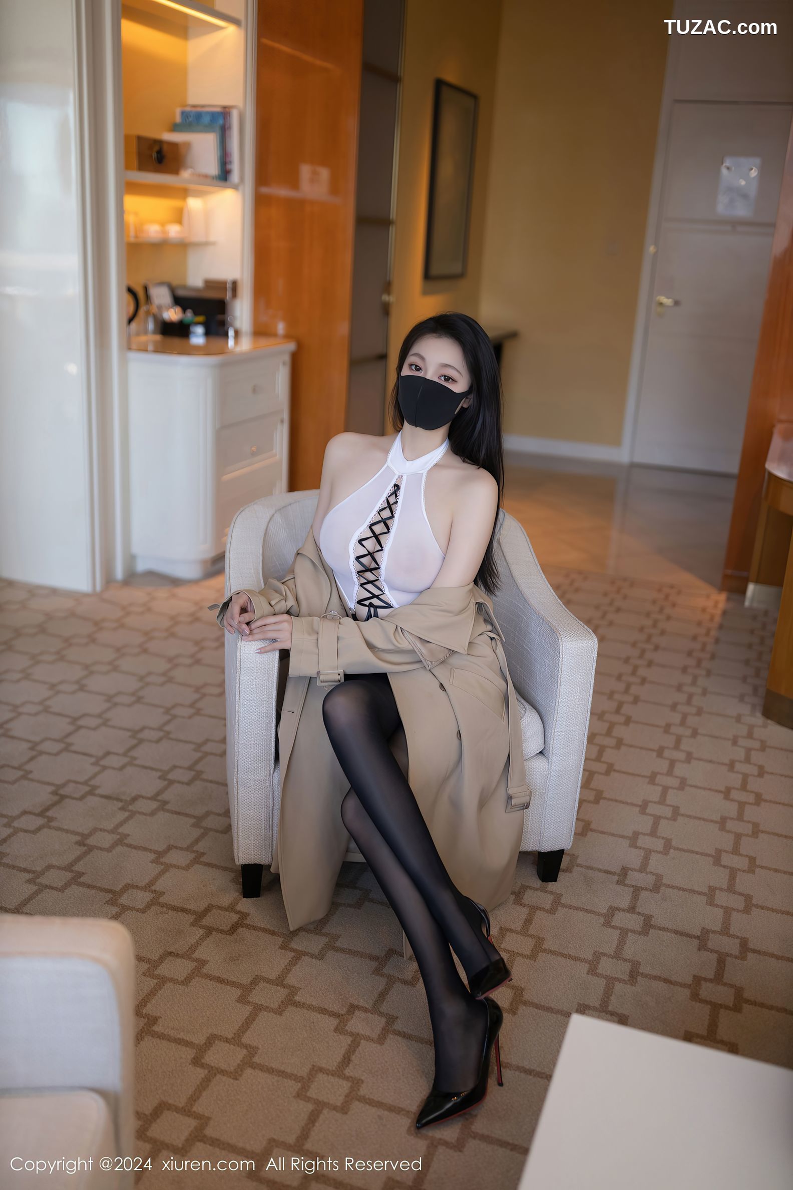 XiuRen秀人网-9436-安然anran-米色风衣情趣黑丝-2024.11.12