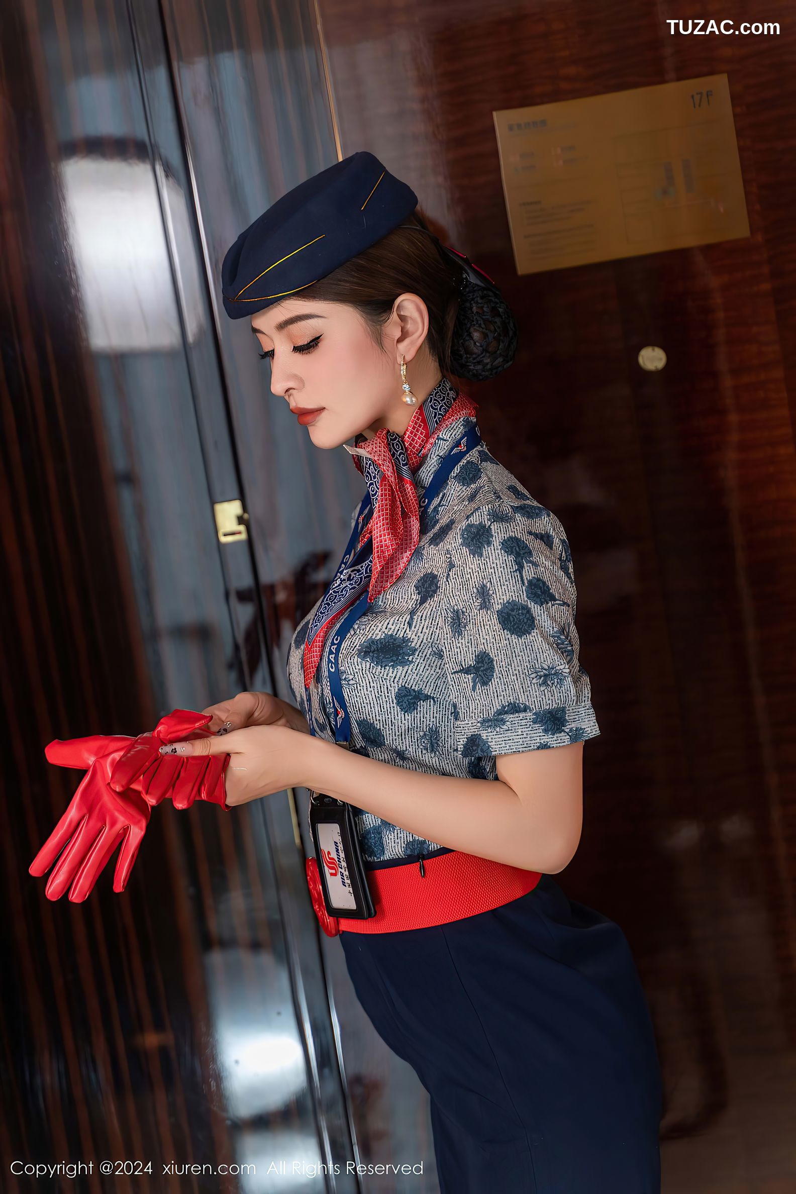 XiuRen秀人网-9459-灿宝-空姐制服黑短裙白内衣黑丝翘臀诱惑-2024.11.18