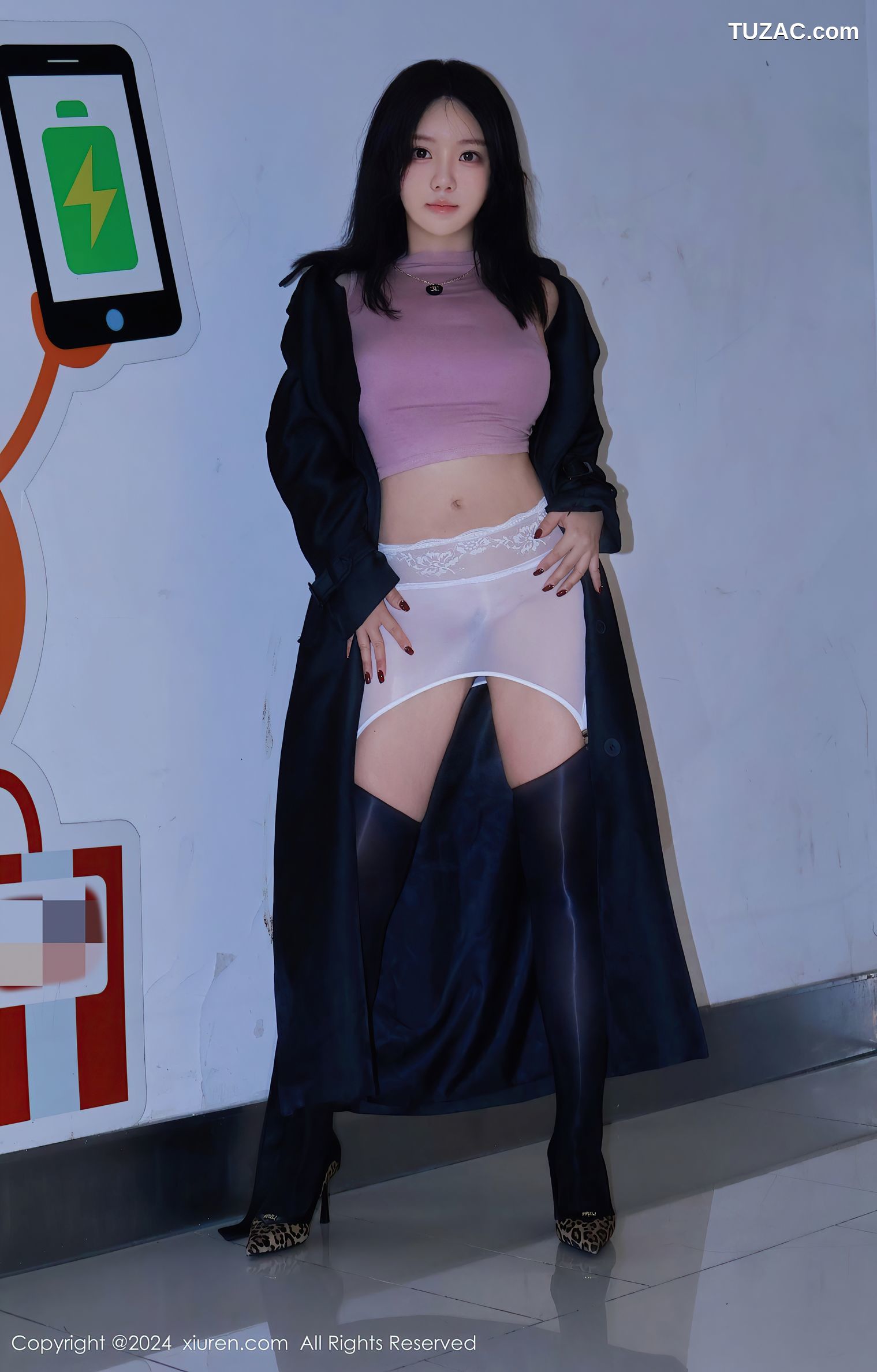 XiuRen秀人网-9489-小薯条nienie-黑大衣内露出-连体肉丝透视-2024.11.22