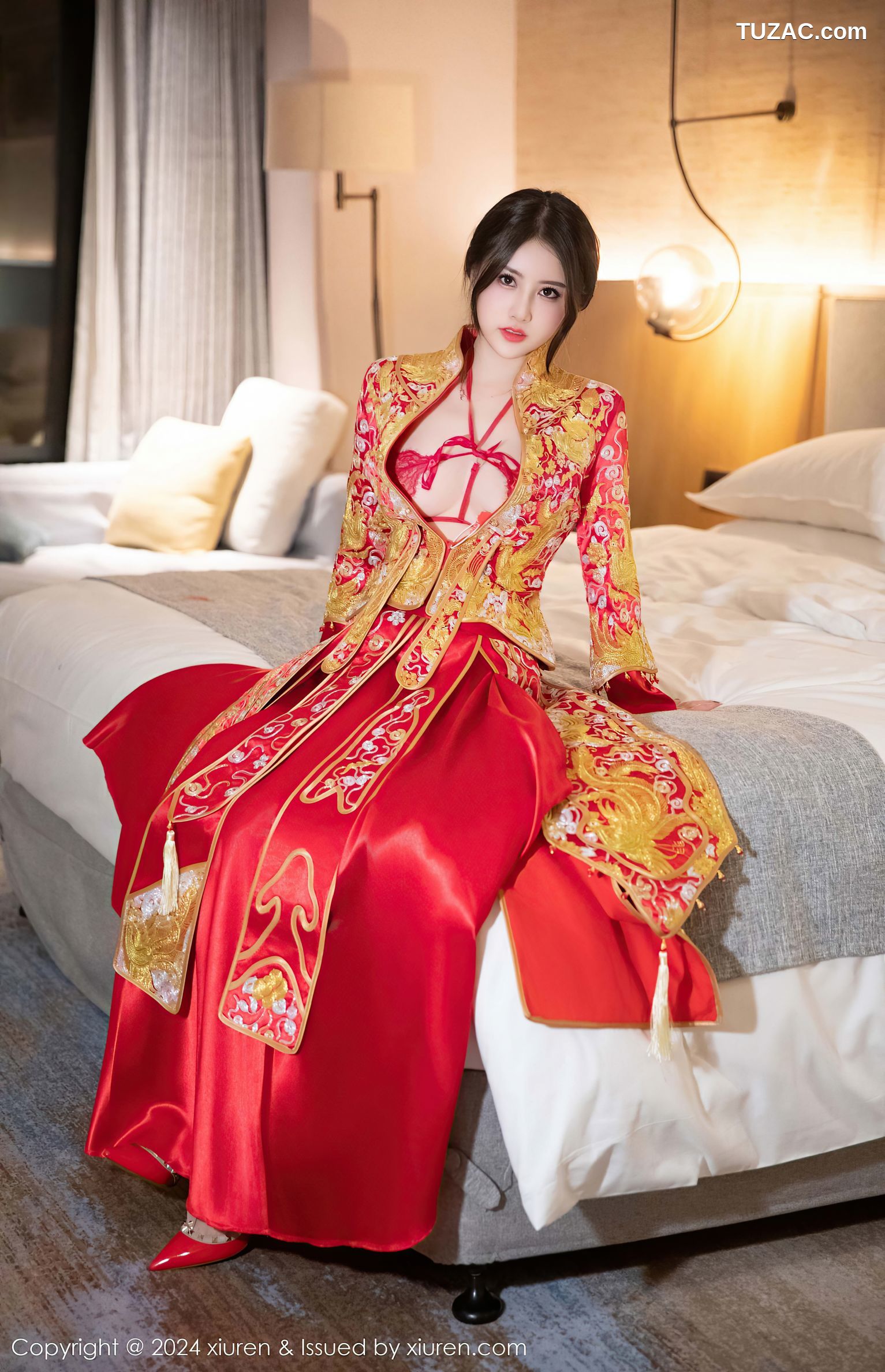 XiuRen秀人网-9494-诗诗kiki-红色新娘装红色情趣内衣爆乳-2024.11.22