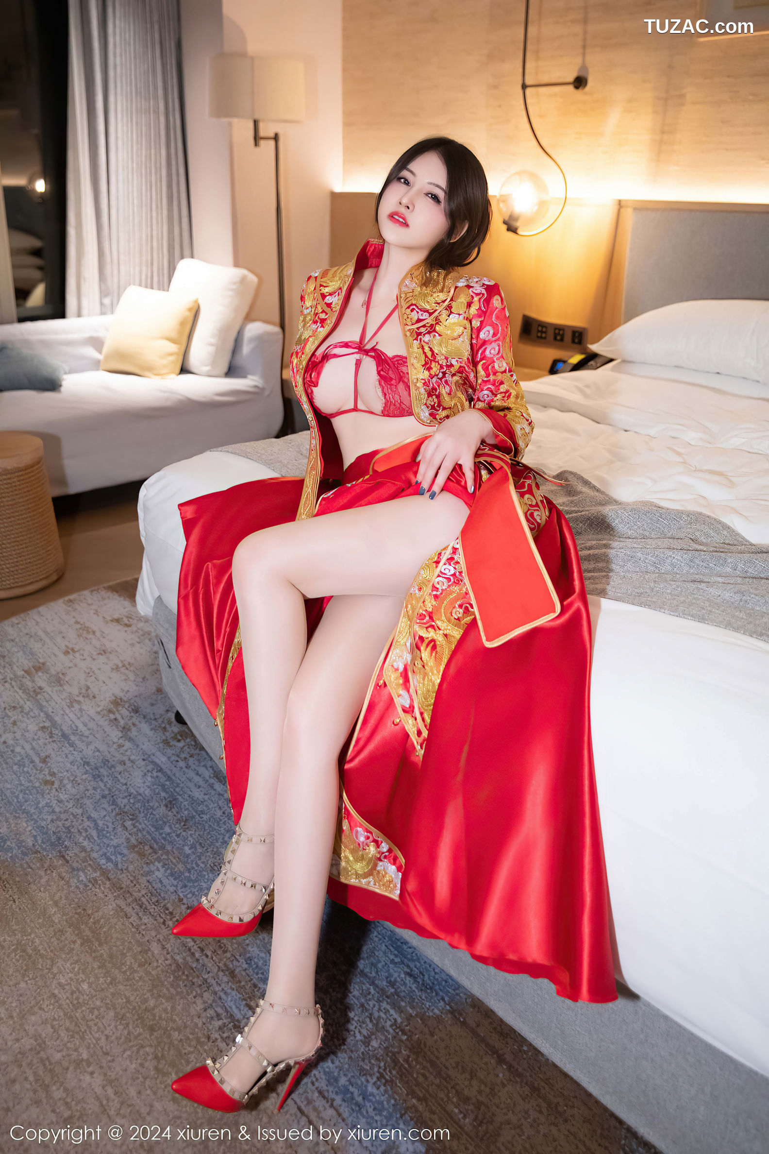 XiuRen秀人网-9494-诗诗kiki-红色新娘装红色情趣内衣爆乳-2024.11.22