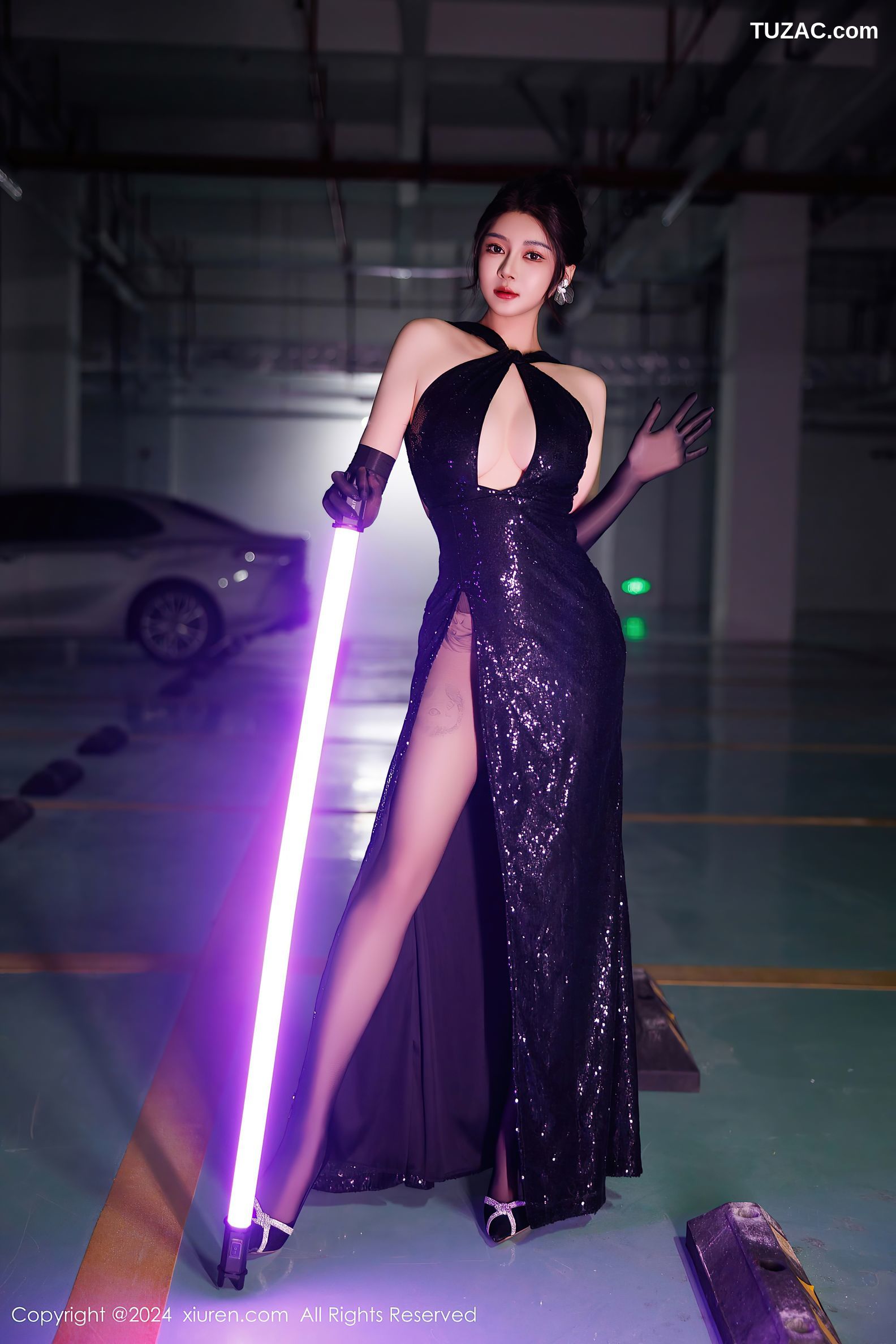 XiuRen秀人网-9512-凯竹Quinn-黑色礼服裙黑吊带黑丝-2024.11.27