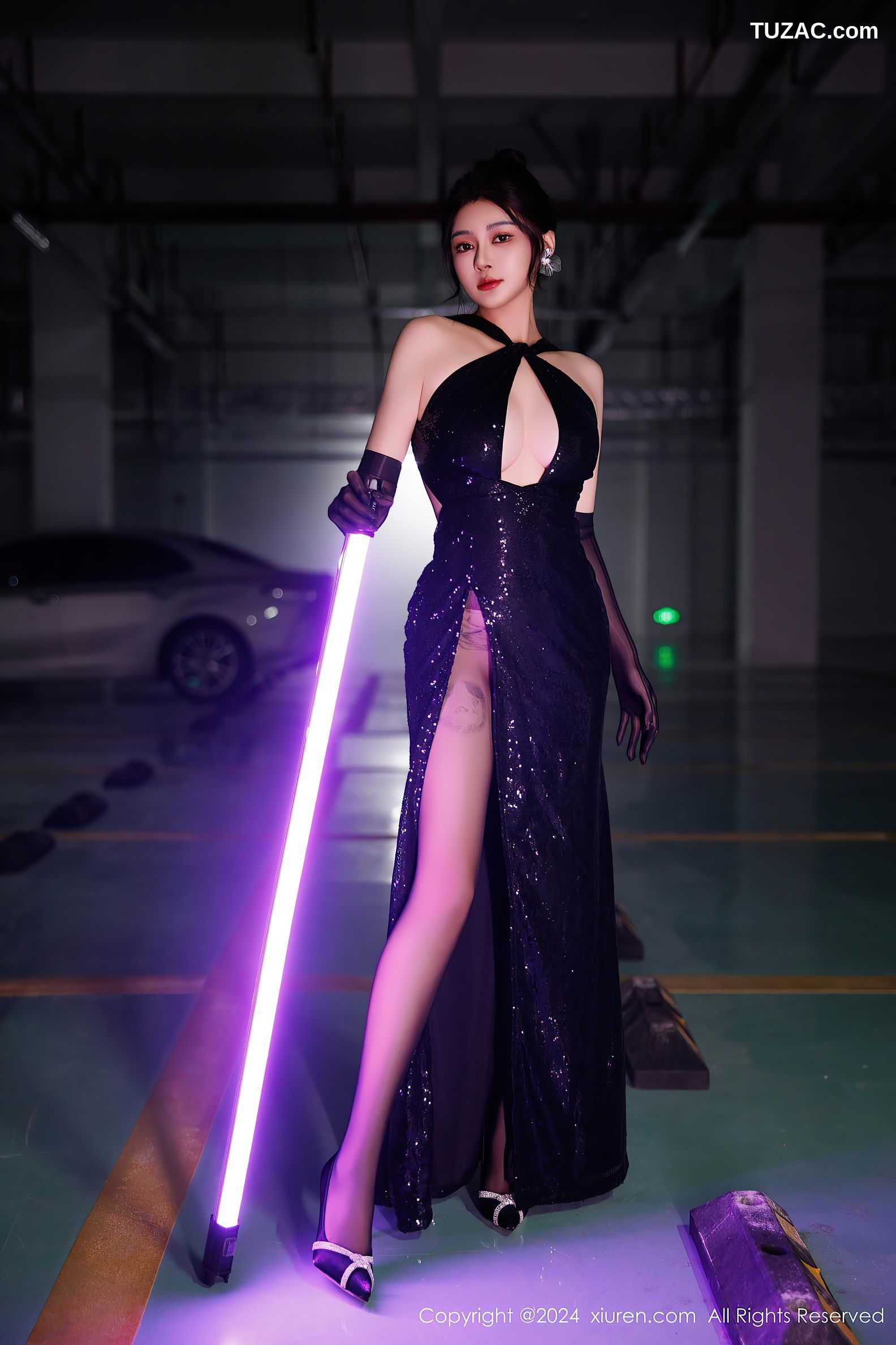 XiuRen秀人网-9512-凯竹Quinn-黑色礼服裙黑吊带黑丝-2024.11.27