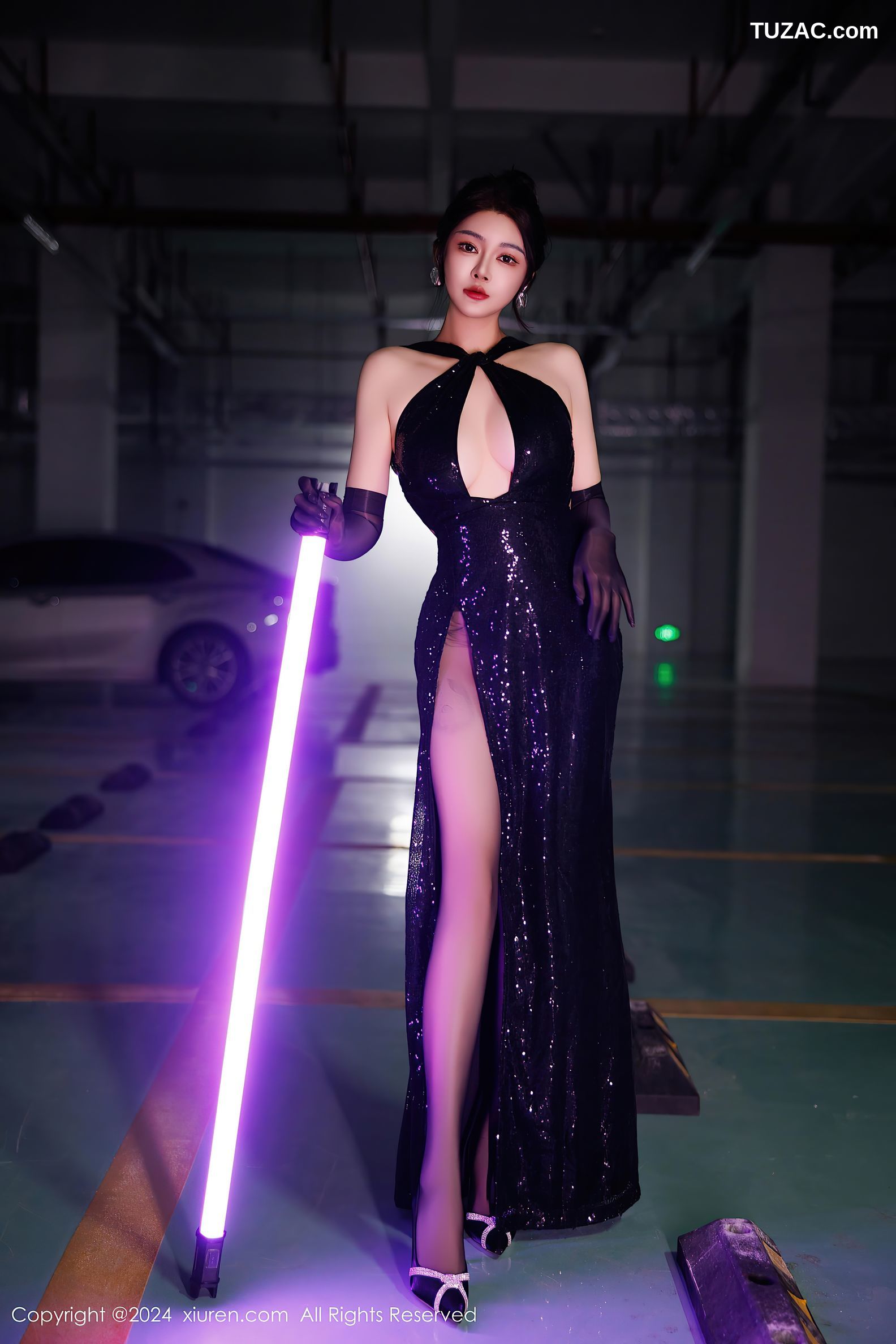 XiuRen秀人网-9512-凯竹Quinn-黑色礼服裙黑吊带黑丝-2024.11.27