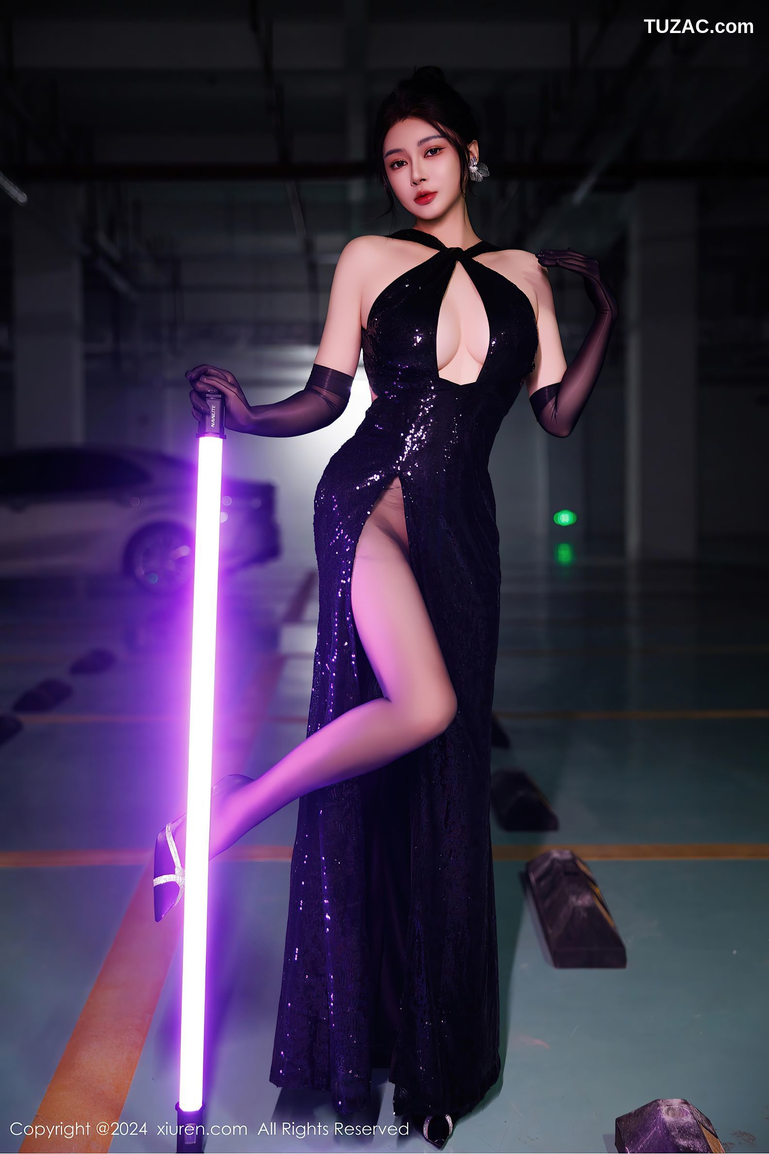 XiuRen秀人网-9512-凯竹Quinn-黑色礼服裙黑吊带黑丝-2024.11.27