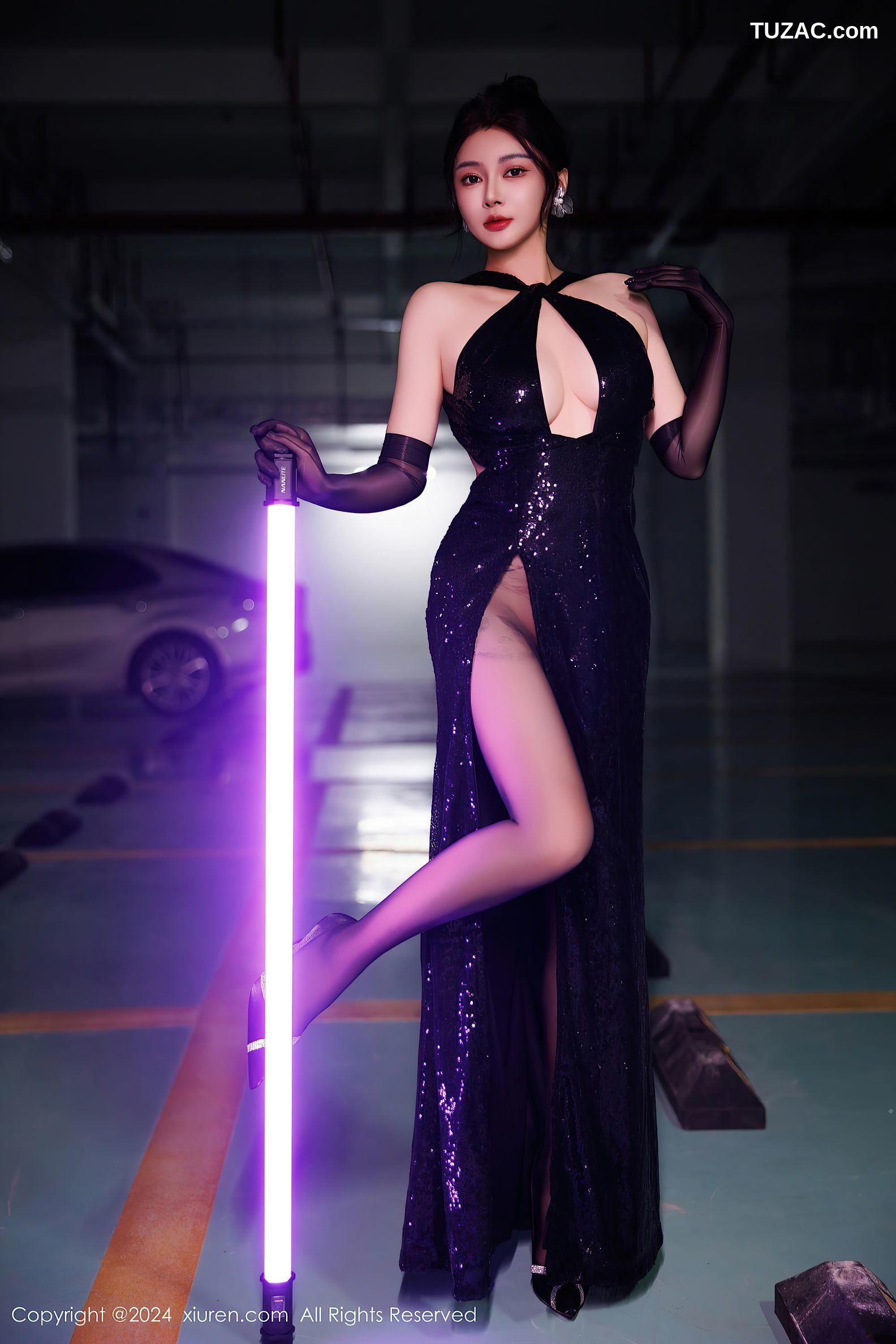 XiuRen秀人网-9512-凯竹Quinn-黑色礼服裙黑吊带黑丝-2024.11.27