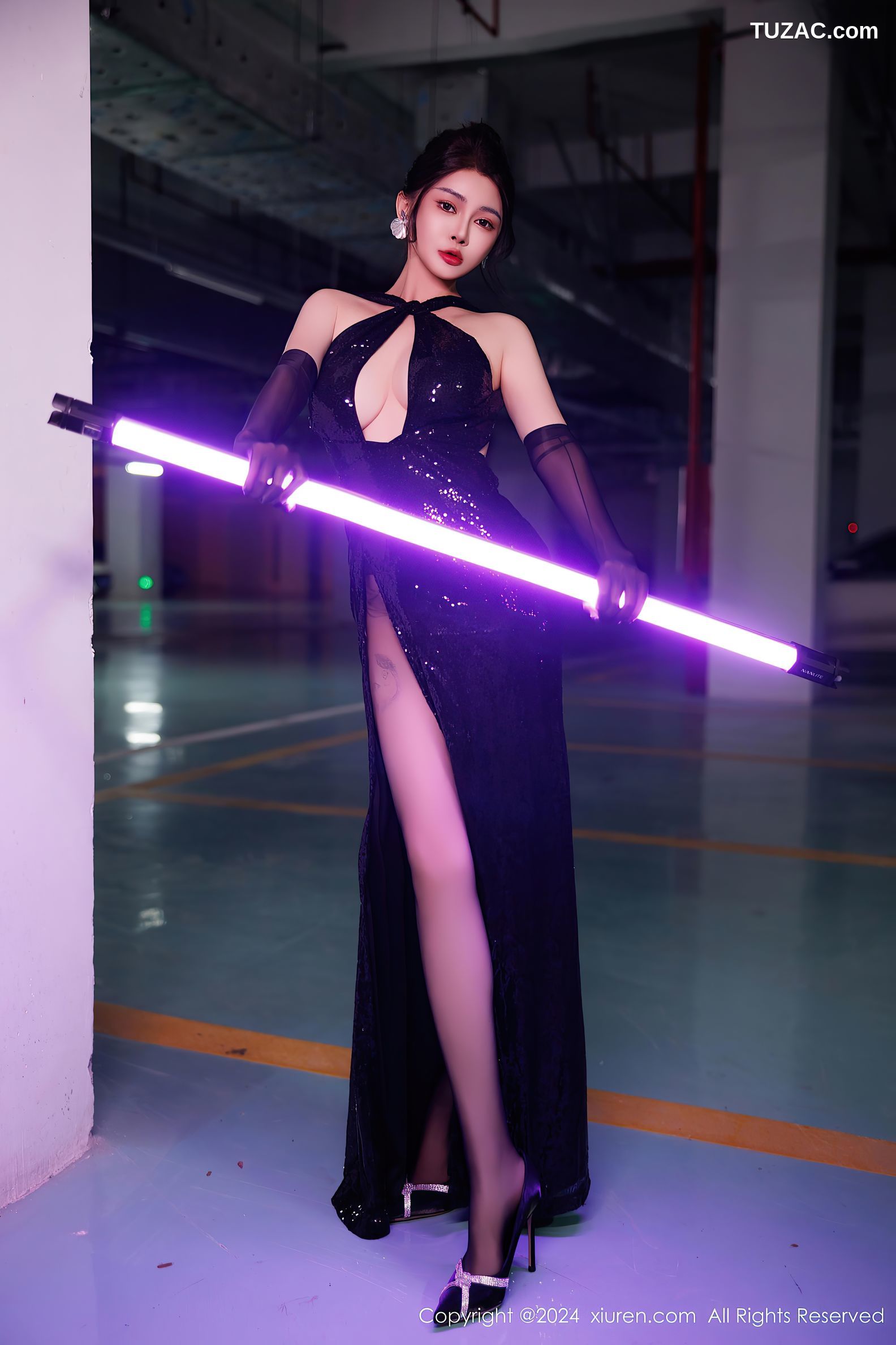 XiuRen秀人网-9512-凯竹Quinn-黑色礼服裙黑吊带黑丝-2024.11.27