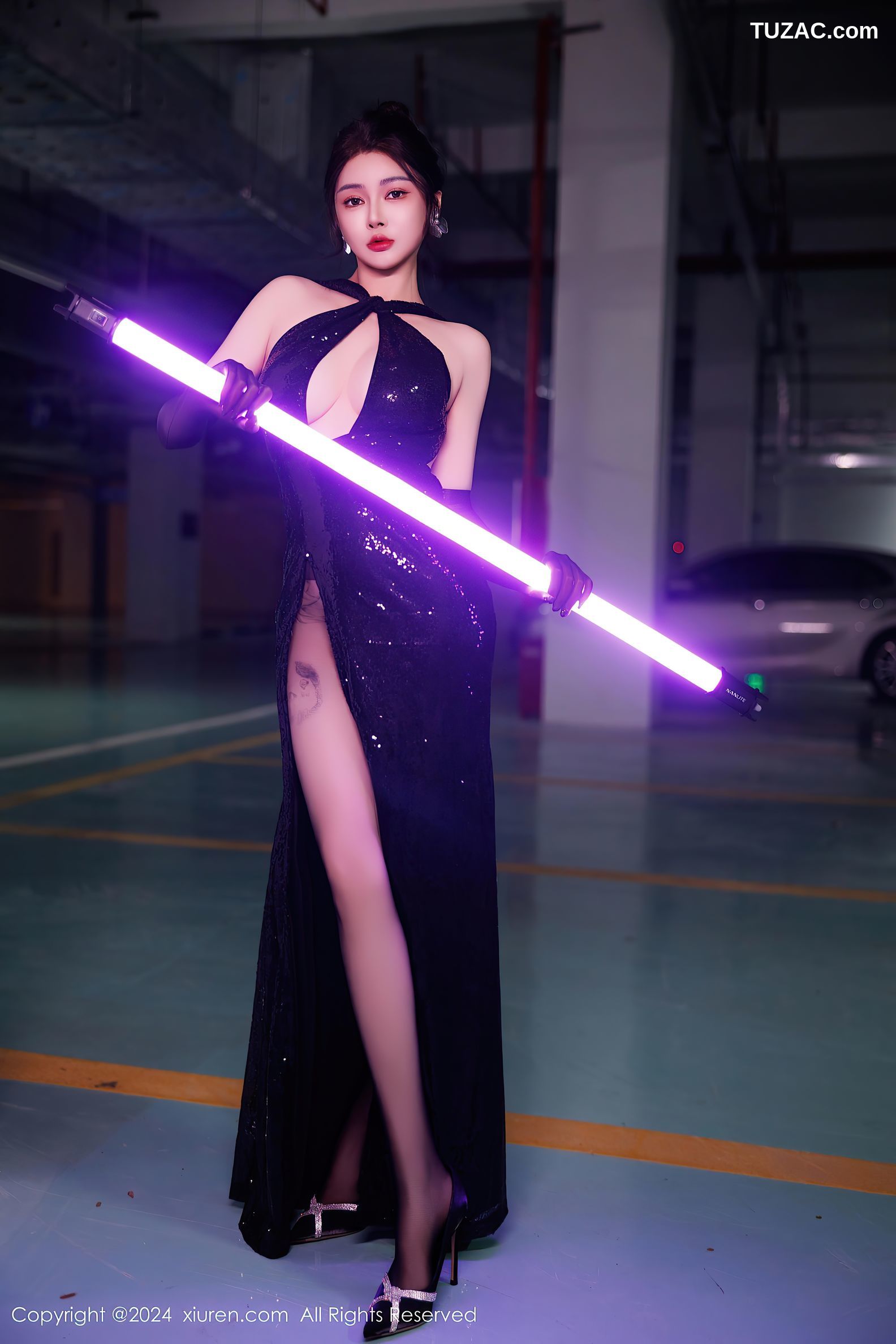 XiuRen秀人网-9512-凯竹Quinn-黑色礼服裙黑吊带黑丝-2024.11.27