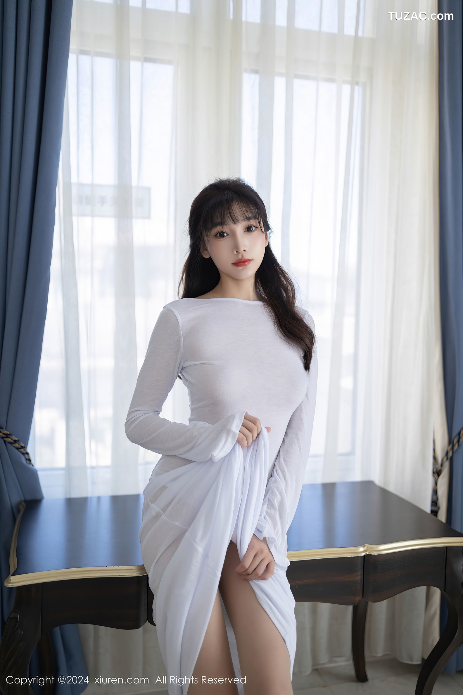 XiuRen秀人网-9521-陆萱萱-轻透白色长裙肉丝-2024.11.28