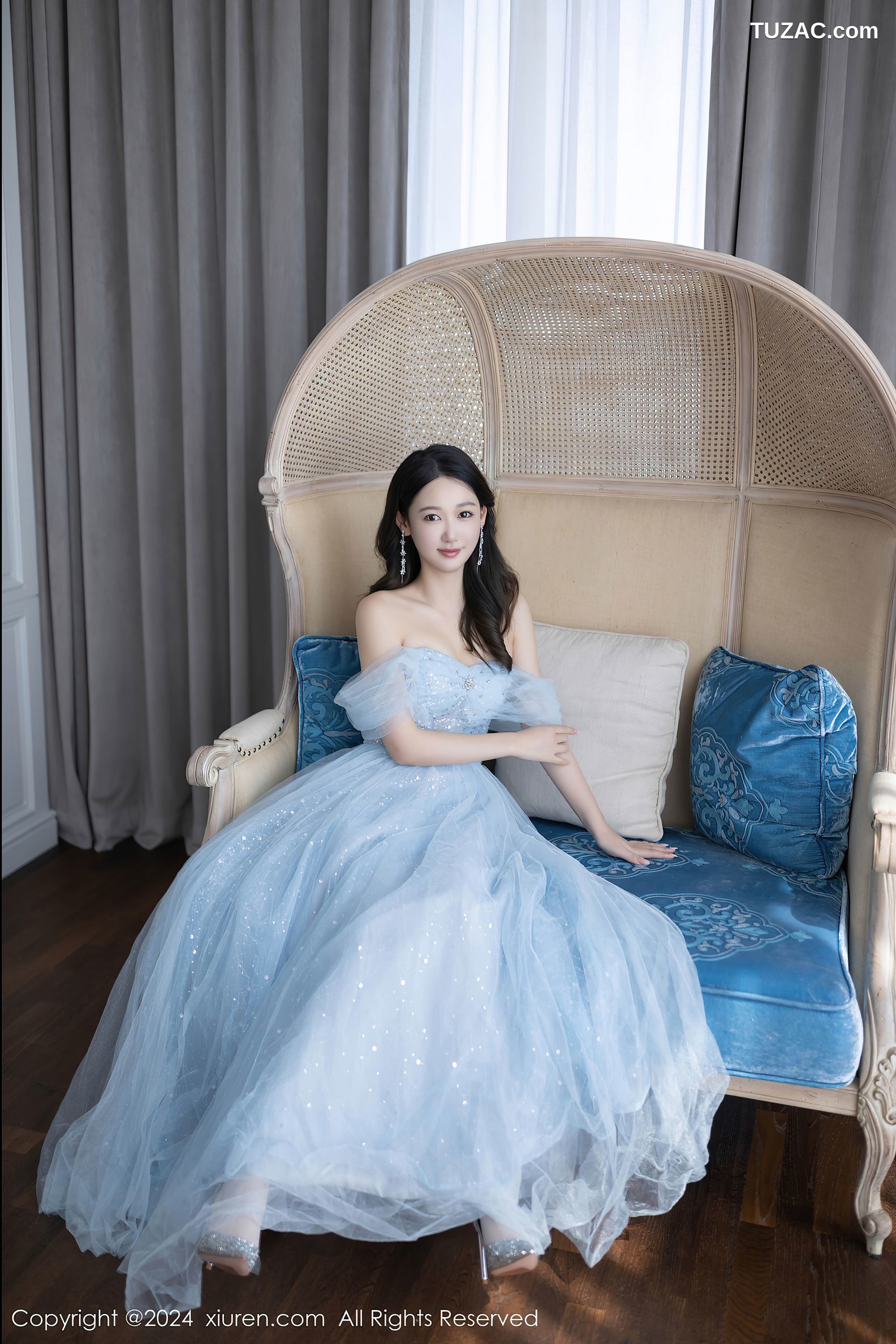 XiuRen秀人网-9538-唐安琪-淡蓝婚纱-透视白纱白色内衣-2024.12.02