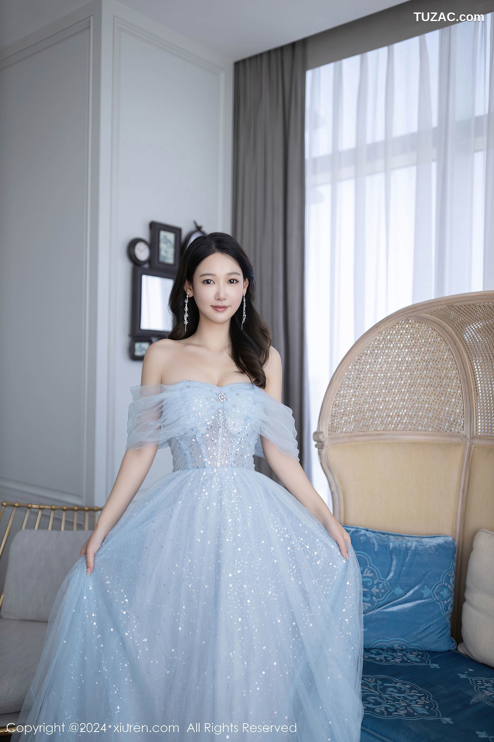 XiuRen秀人网-9538-唐安琪-淡蓝婚纱-透视白纱白色内衣-2024.12.02