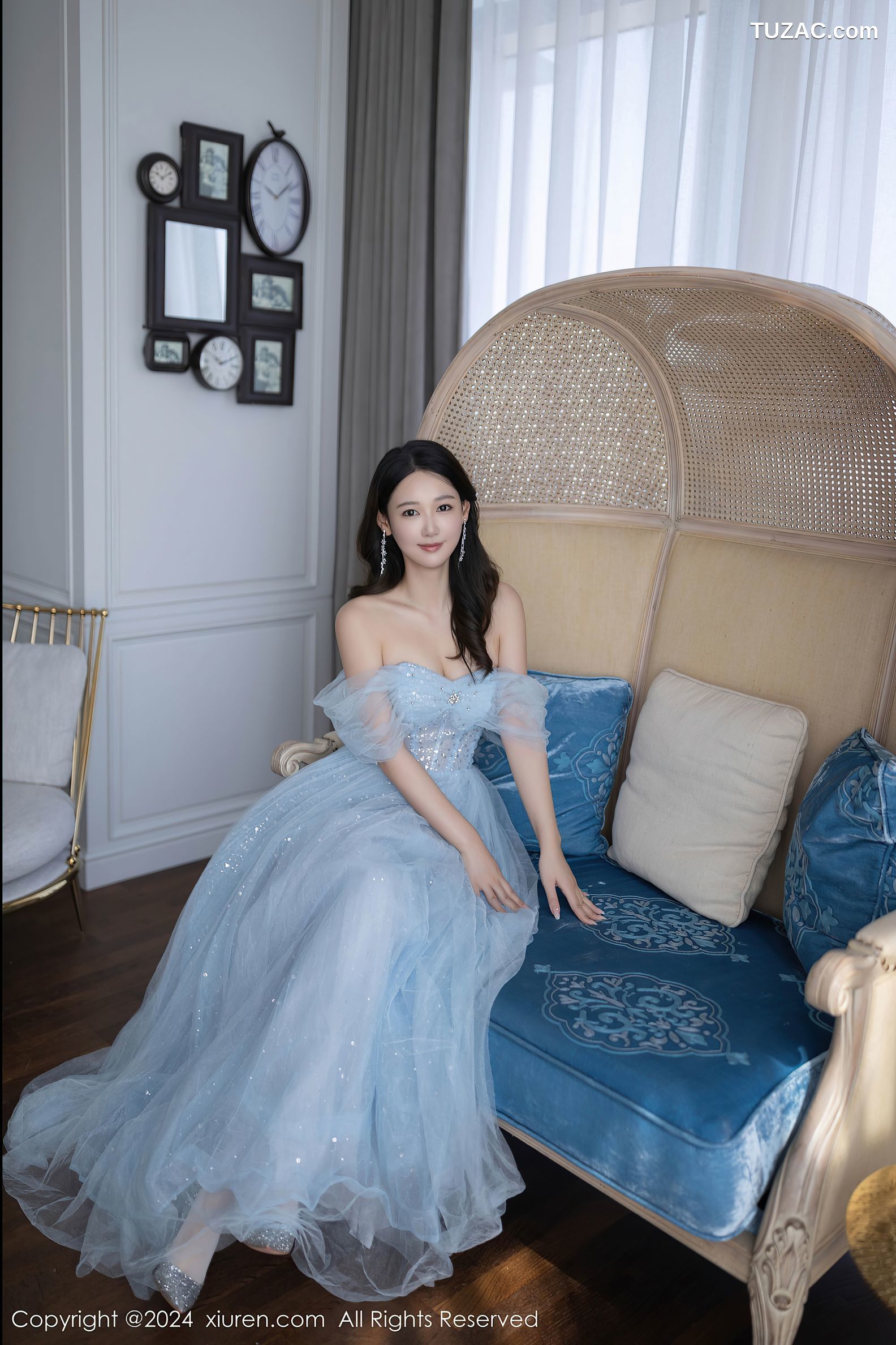 XiuRen秀人网-9538-唐安琪-淡蓝婚纱-透视白纱白色内衣-2024.12.02