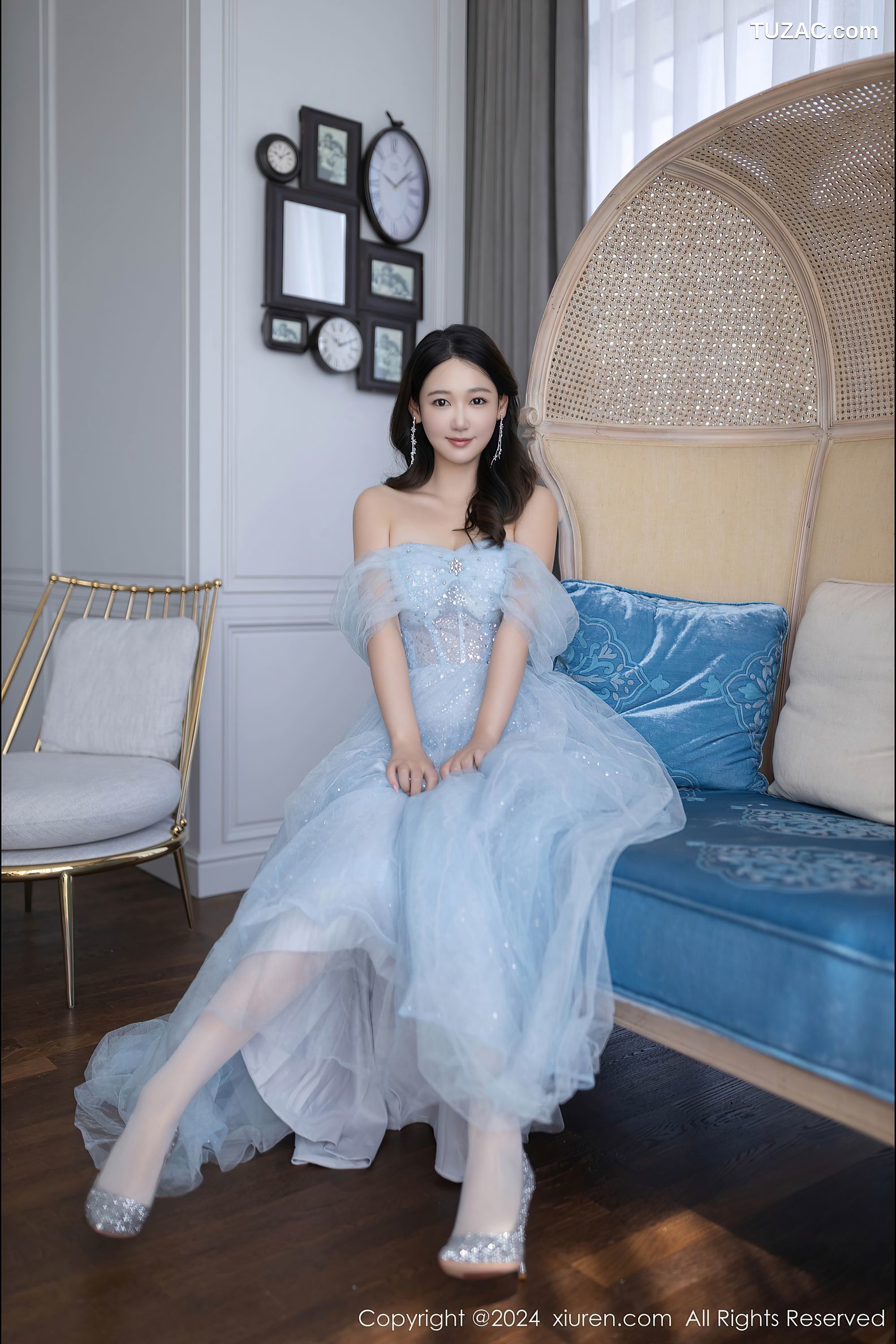 XiuRen秀人网-9538-唐安琪-淡蓝婚纱-透视白纱白色内衣-2024.12.02