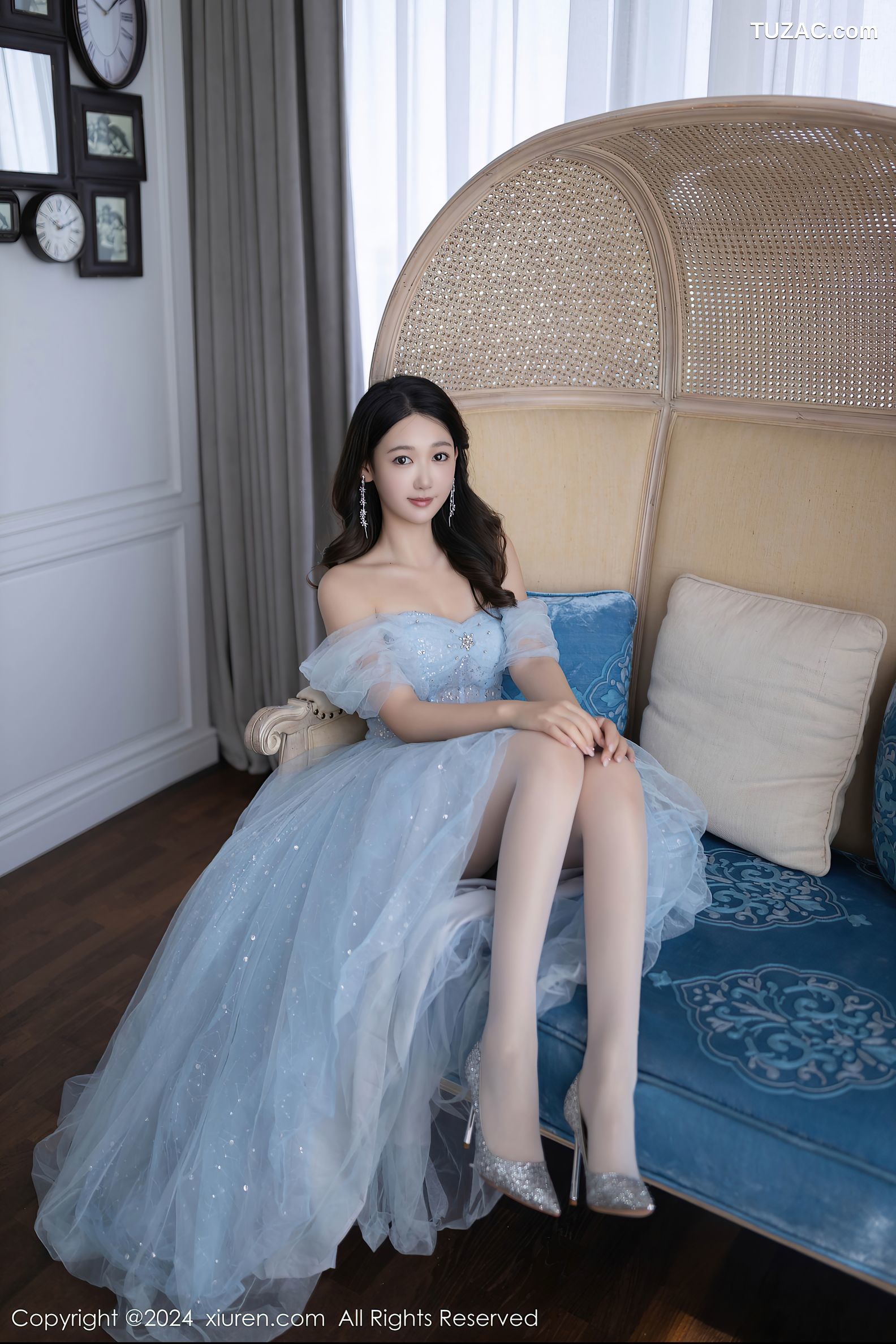 XiuRen秀人网-9538-唐安琪-淡蓝婚纱-透视白纱白色内衣-2024.12.02