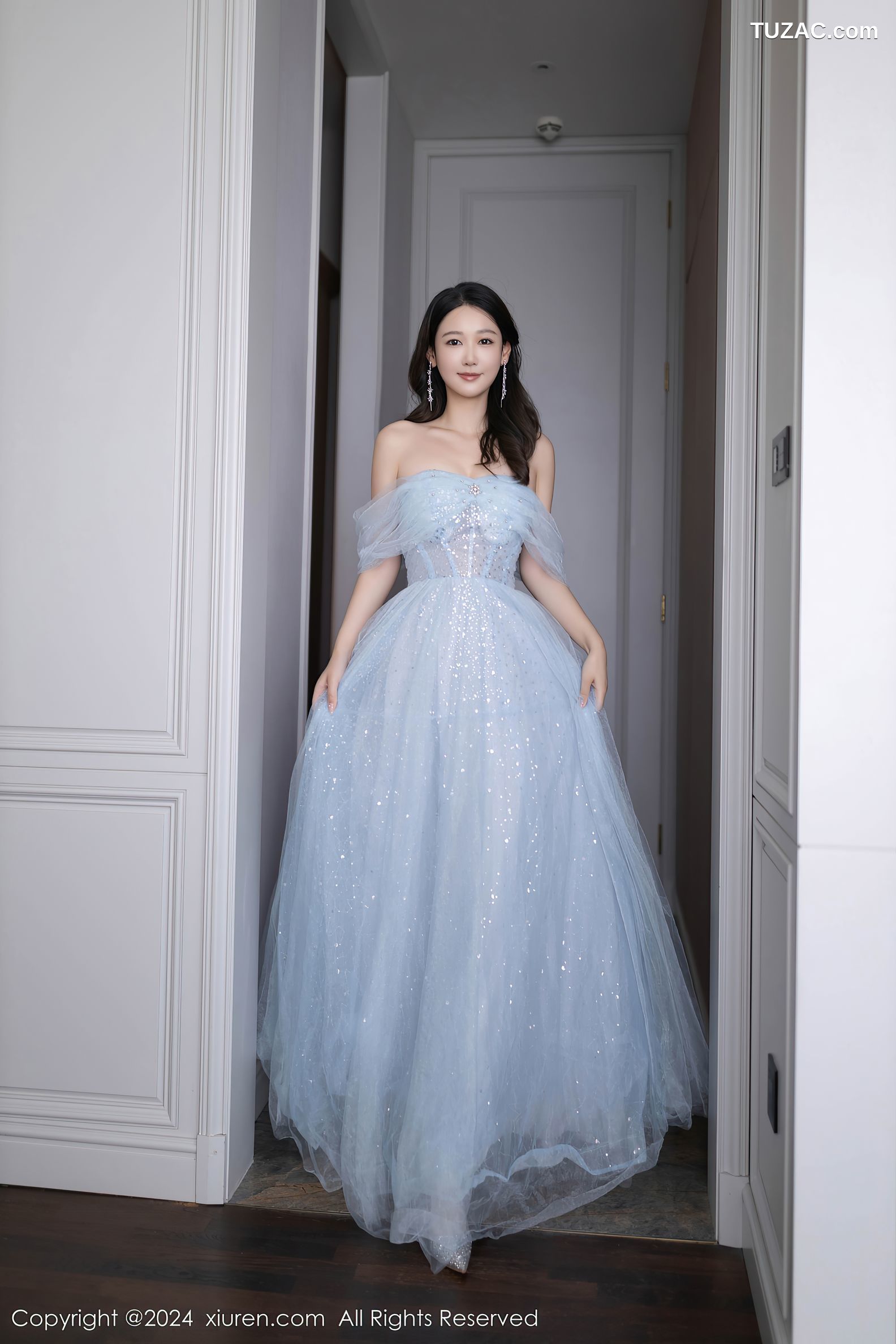 XiuRen秀人网-9538-唐安琪-淡蓝婚纱-透视白纱白色内衣-2024.12.02