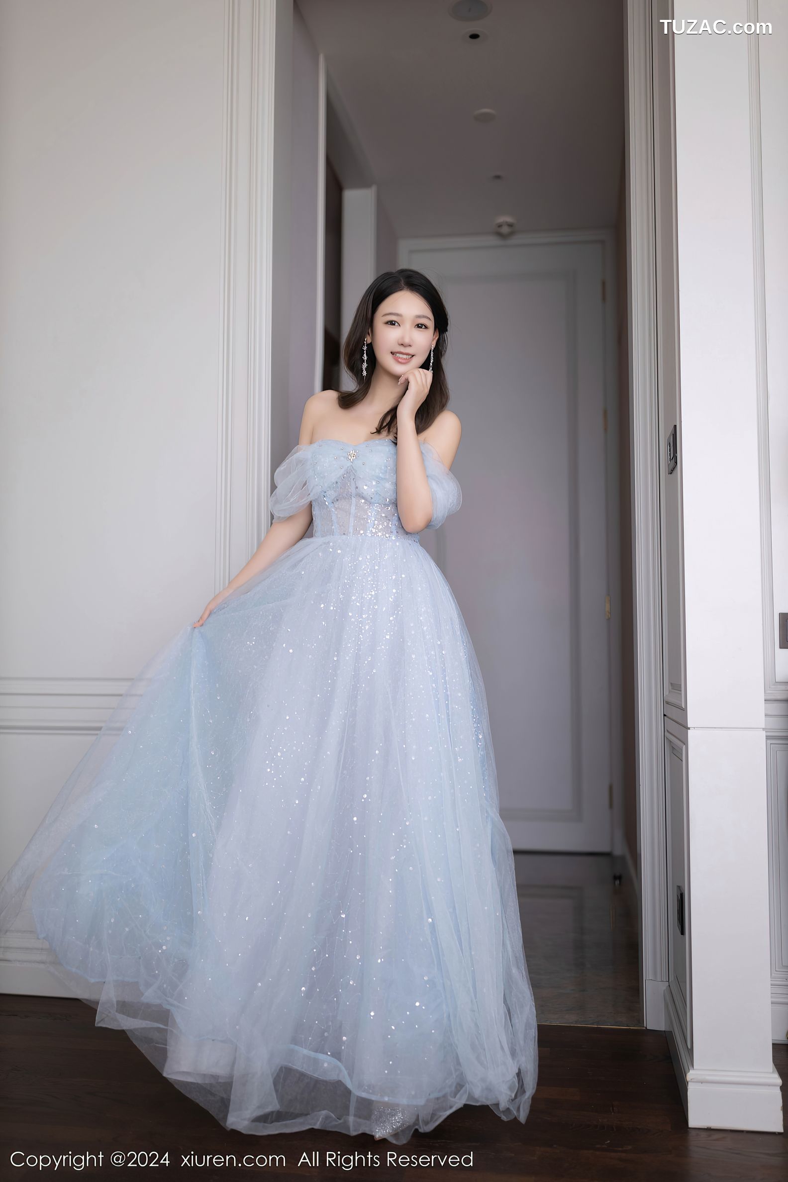 XiuRen秀人网-9538-唐安琪-淡蓝婚纱-透视白纱白色内衣-2024.12.02