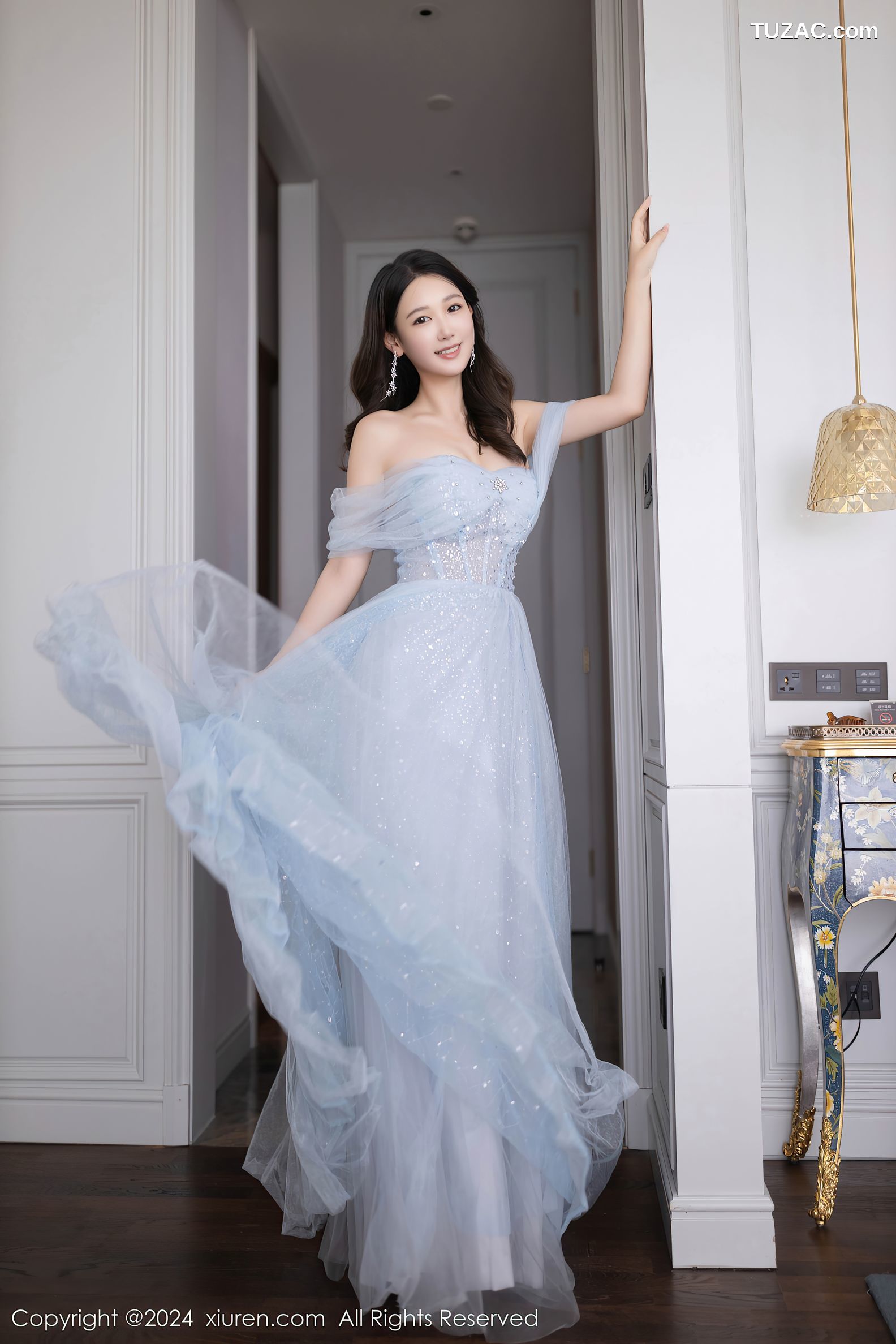 XiuRen秀人网-9538-唐安琪-淡蓝婚纱-透视白纱白色内衣-2024.12.02