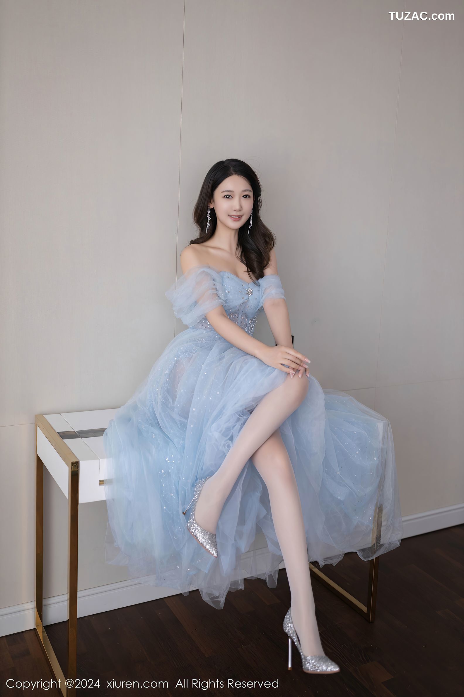 XiuRen秀人网-9538-唐安琪-淡蓝婚纱-透视白纱白色内衣-2024.12.02