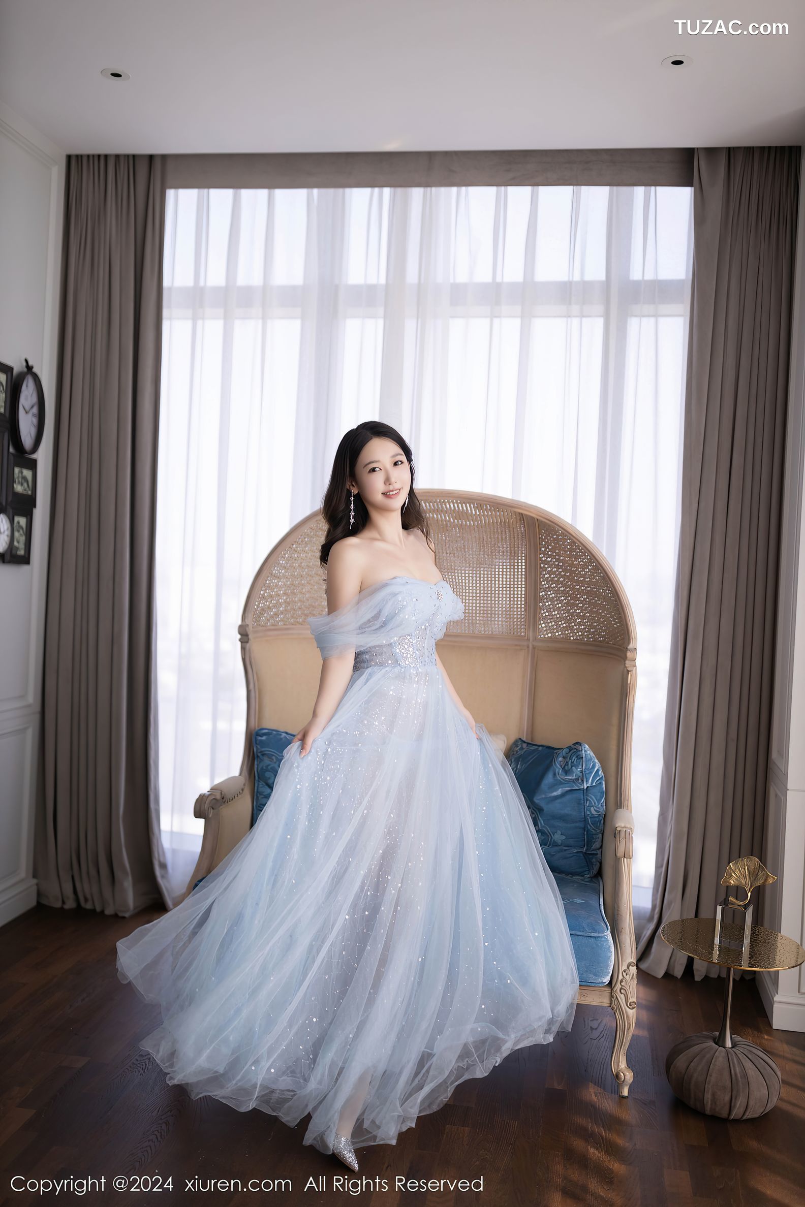 XiuRen秀人网-9538-唐安琪-淡蓝婚纱-透视白纱白色内衣-2024.12.02