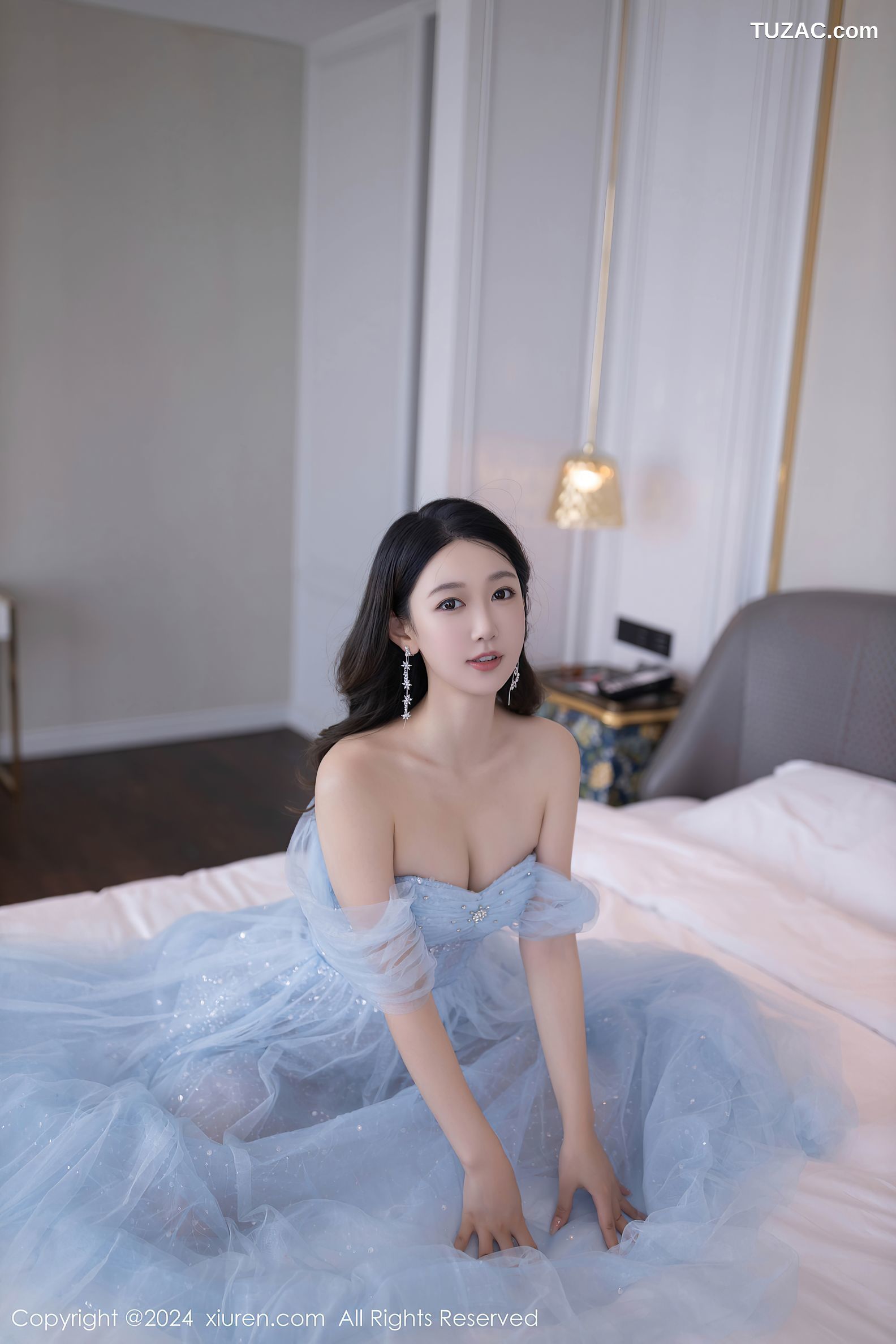 XiuRen秀人网-9538-唐安琪-淡蓝婚纱-透视白纱白色内衣-2024.12.02