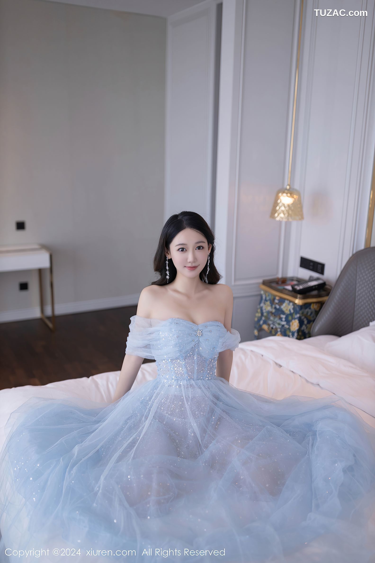 XiuRen秀人网-9538-唐安琪-淡蓝婚纱-透视白纱白色内衣-2024.12.02