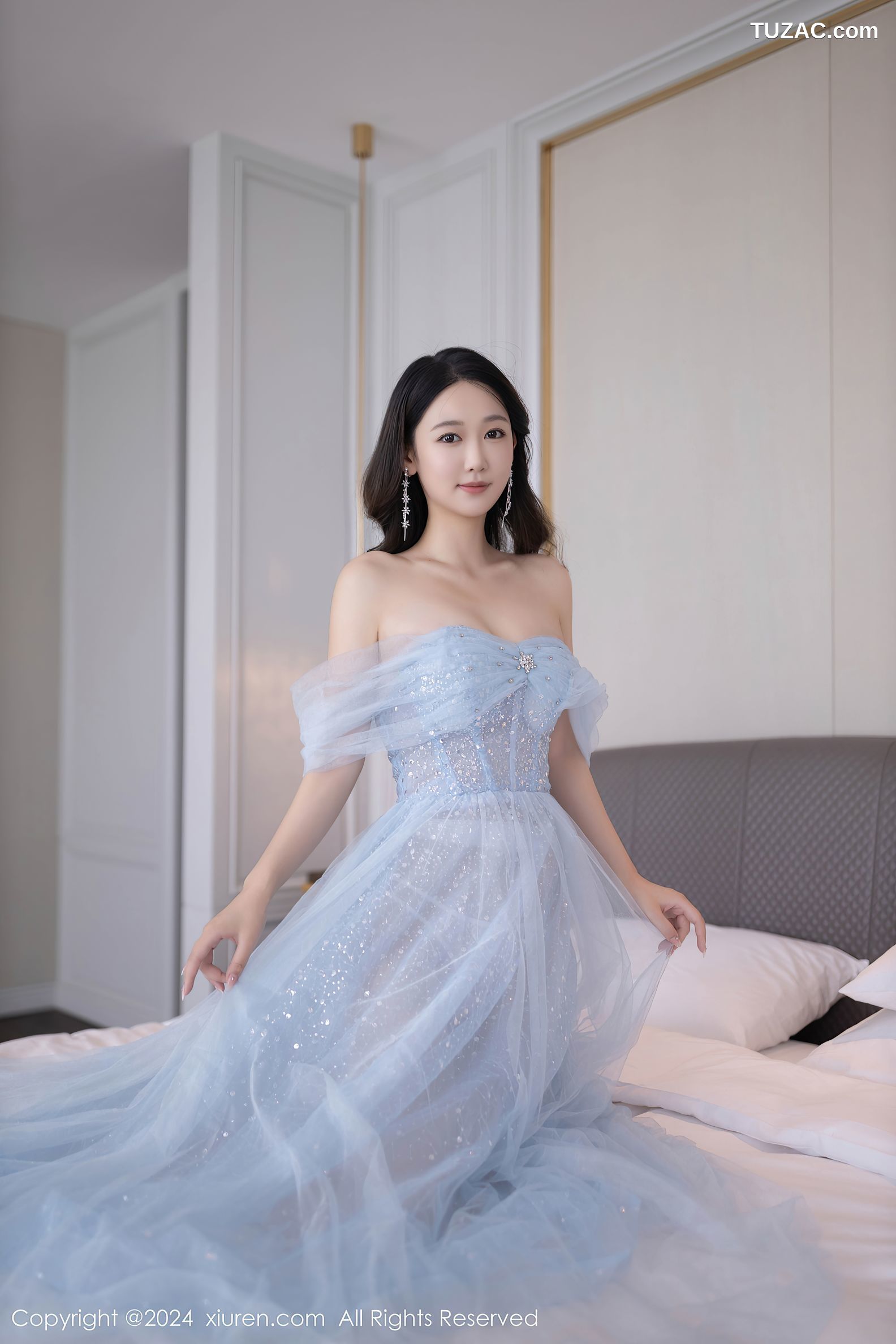 XiuRen秀人网-9538-唐安琪-淡蓝婚纱-透视白纱白色内衣-2024.12.02