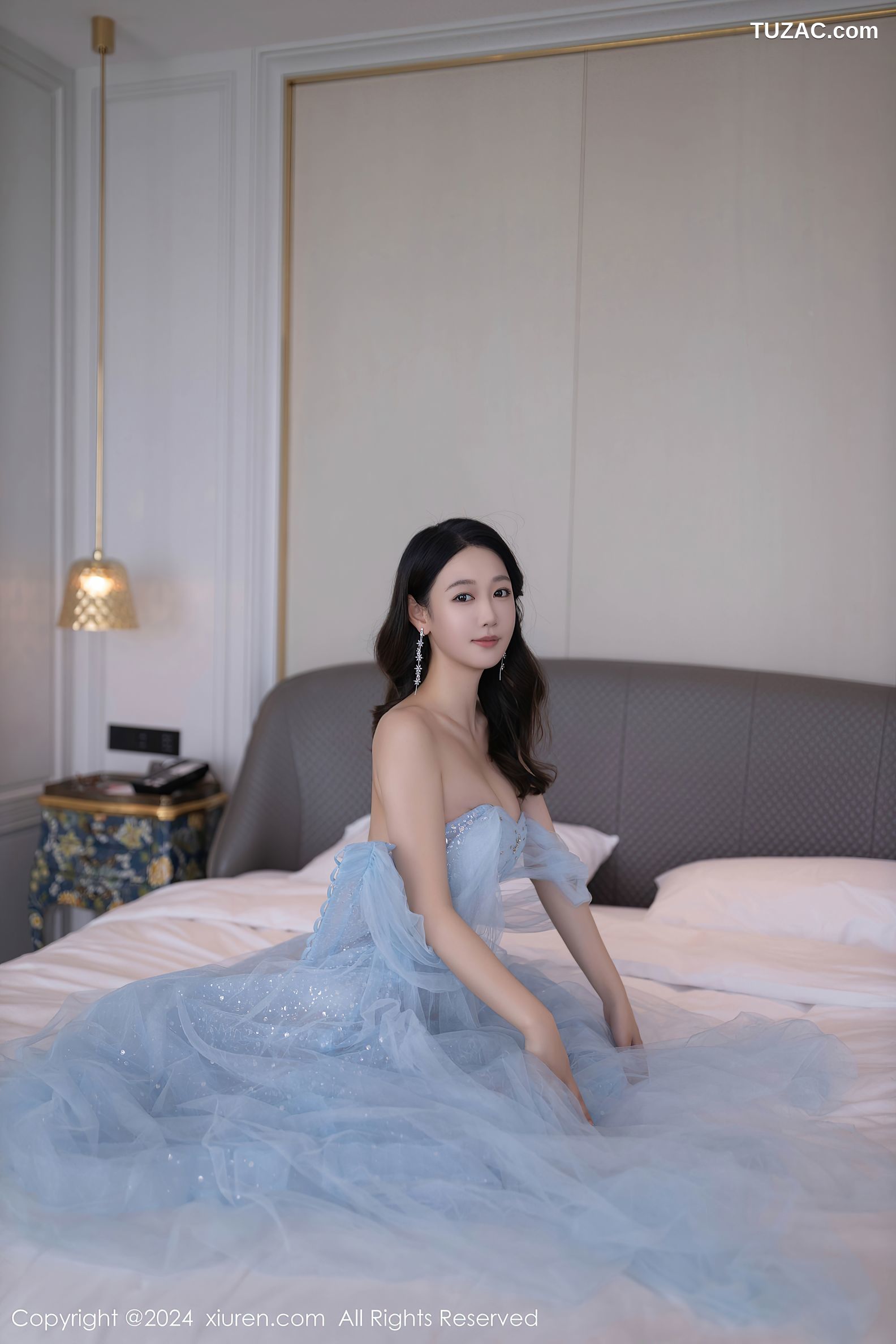 XiuRen秀人网-9538-唐安琪-淡蓝婚纱-透视白纱白色内衣-2024.12.02