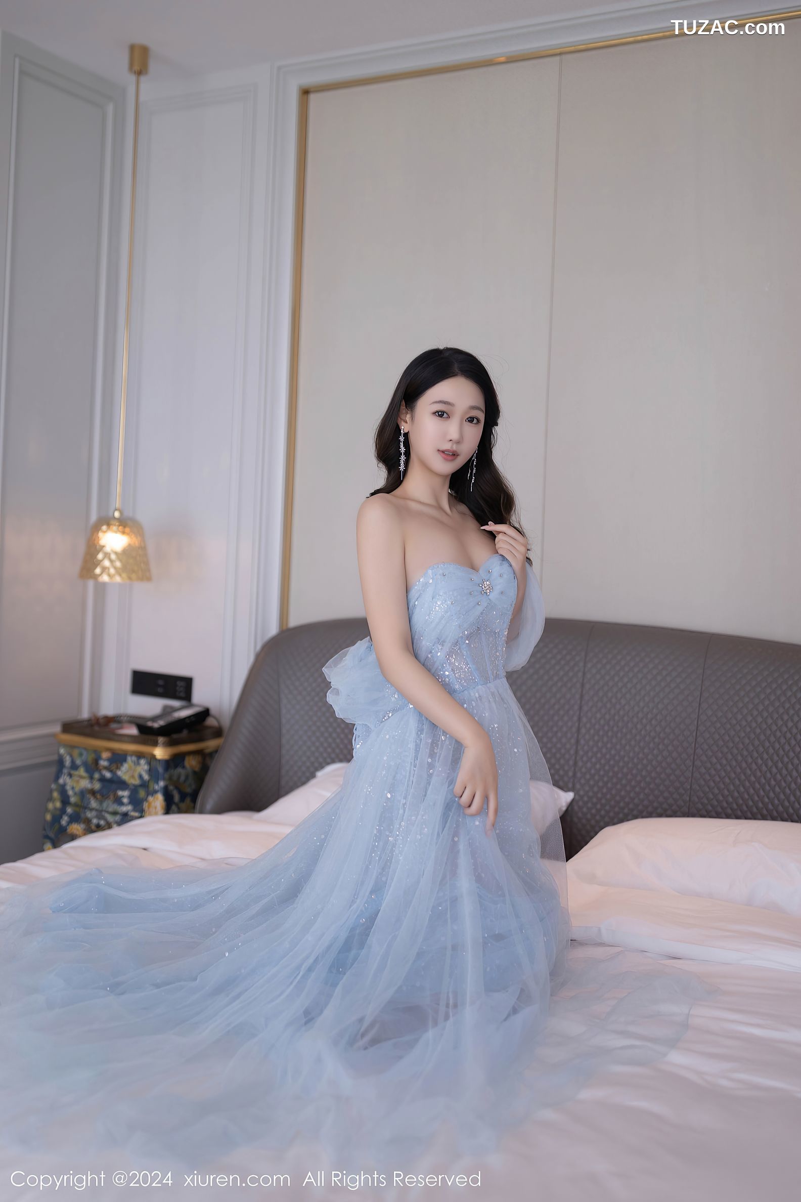 XiuRen秀人网-9538-唐安琪-淡蓝婚纱-透视白纱白色内衣-2024.12.02