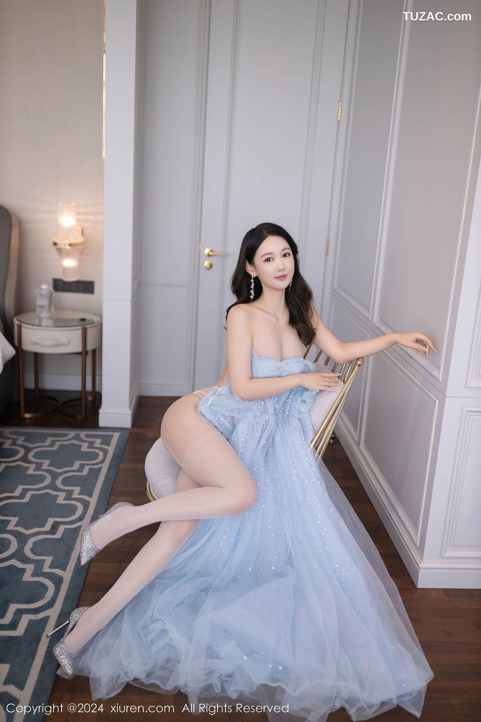 XiuRen秀人网-9538-唐安琪-淡蓝婚纱-透视白纱白色内衣-2024.12.02