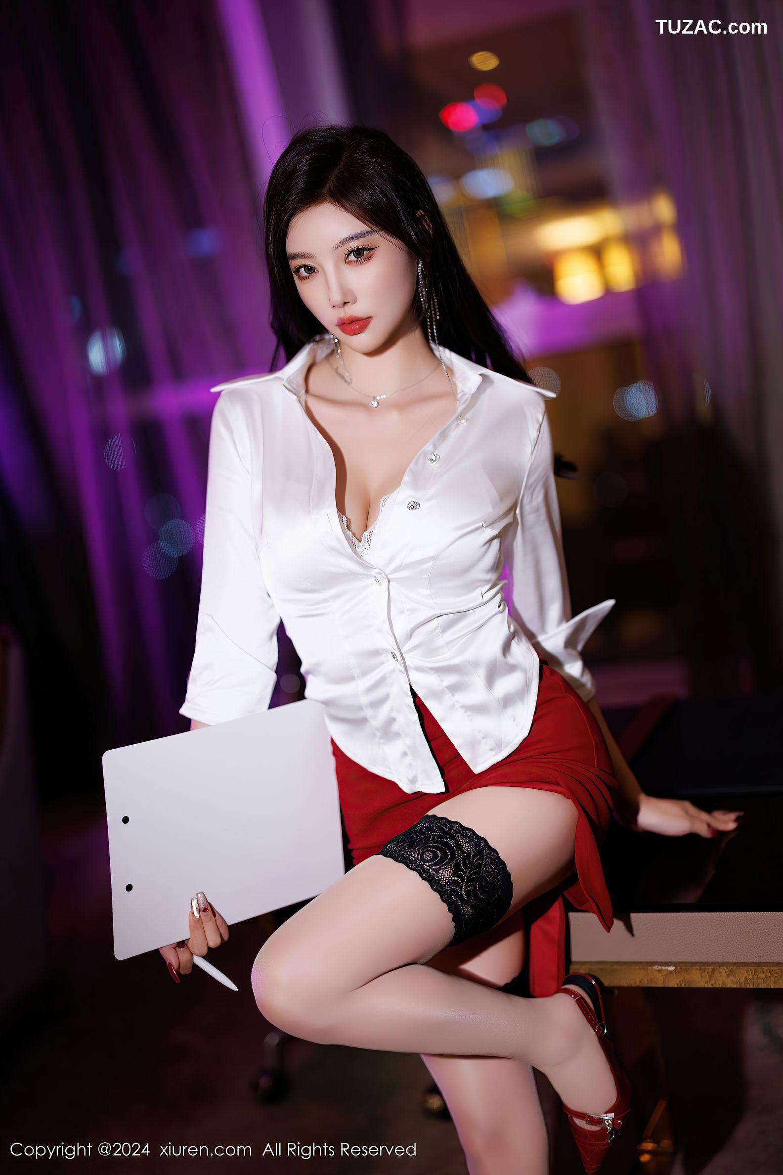 XiuRen秀人网-9565-杨晨晨Yome-白衬衫红色短裙OL美臀-2024.12.06