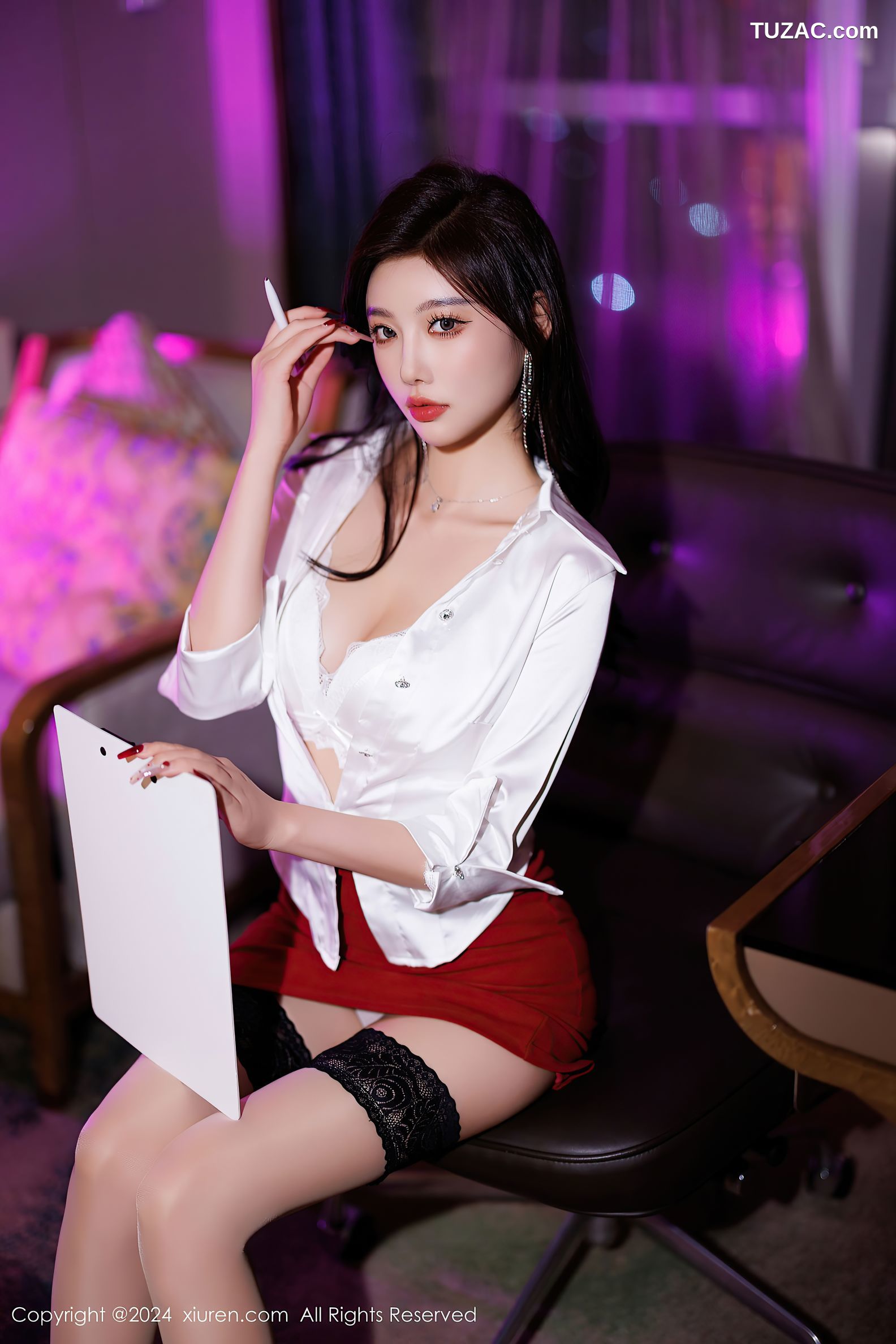 XiuRen秀人网-9565-杨晨晨Yome-白衬衫红色短裙OL美臀-2024.12.06