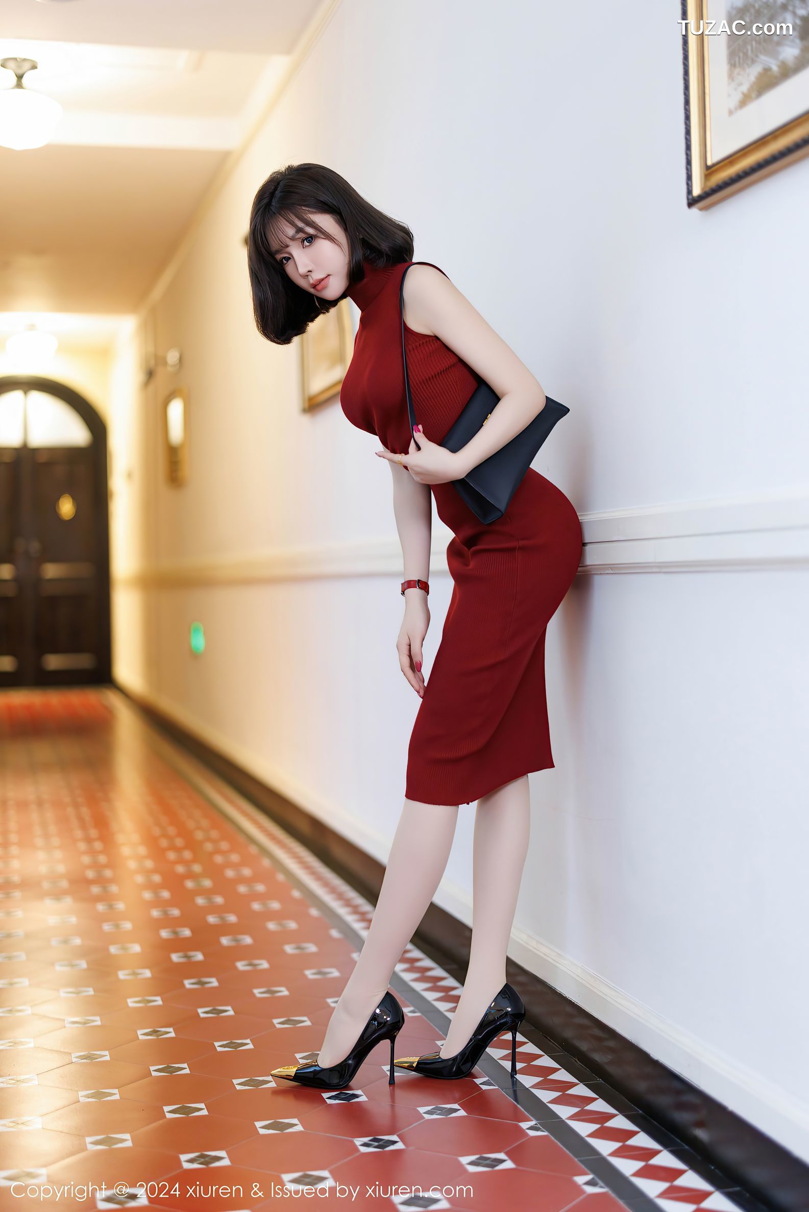 XiuRen秀人网-9589-徐莉芝Booty-红色针织连身裙淡紫内衣-2024.12.12