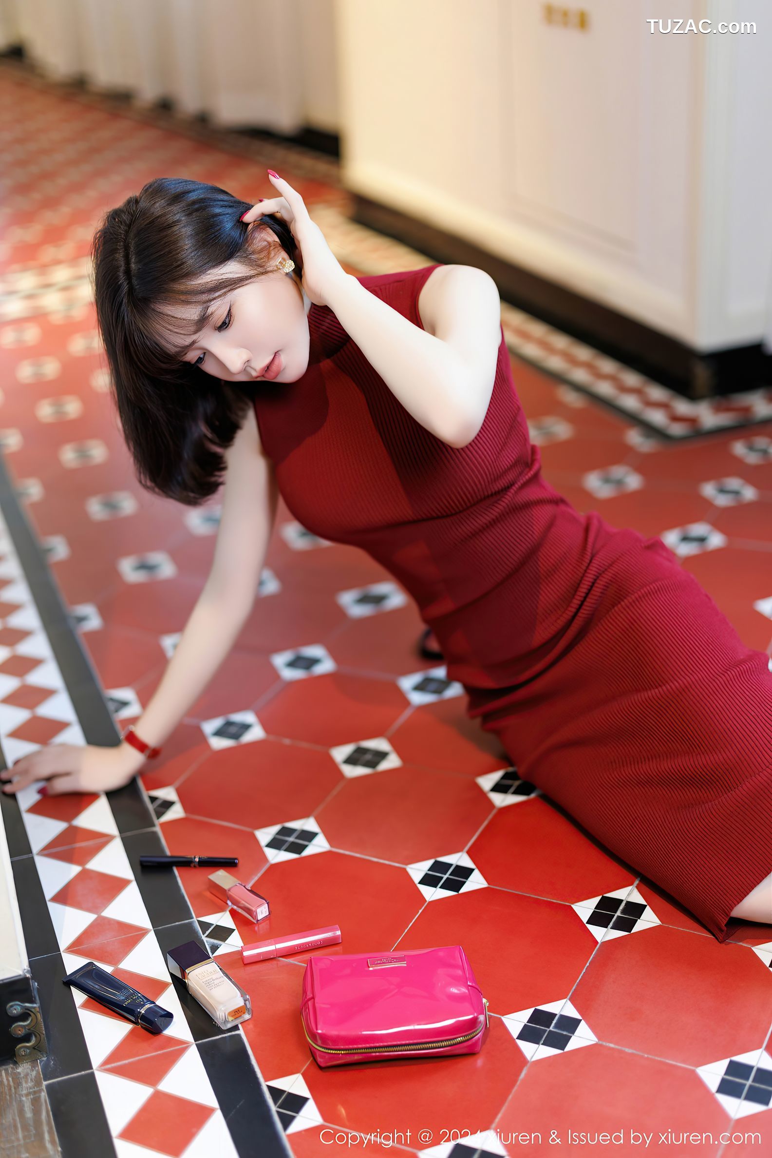 XiuRen秀人网-9589-徐莉芝Booty-红色针织连身裙淡紫内衣-2024.12.12