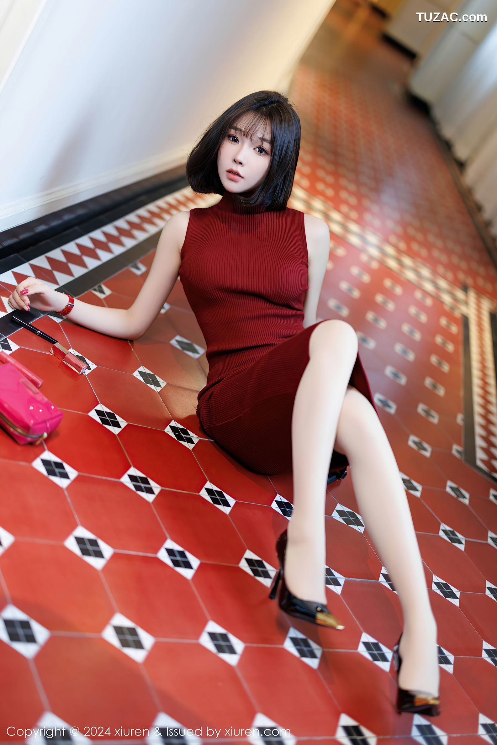 XiuRen秀人网-9589-徐莉芝Booty-红色针织连身裙淡紫内衣-2024.12.12