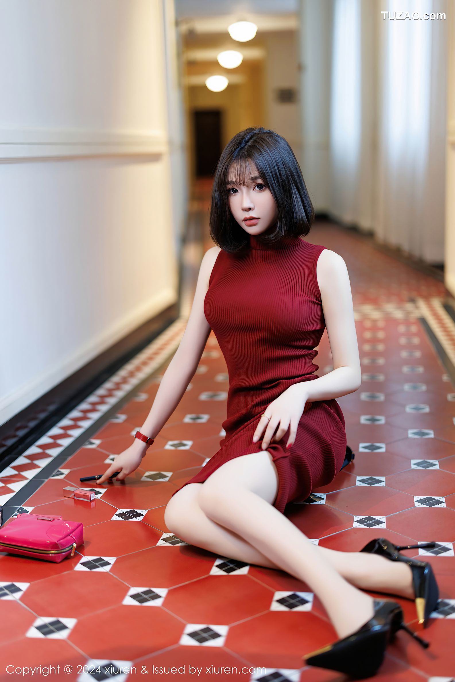 XiuRen秀人网-9589-徐莉芝Booty-红色针织连身裙淡紫内衣-2024.12.12