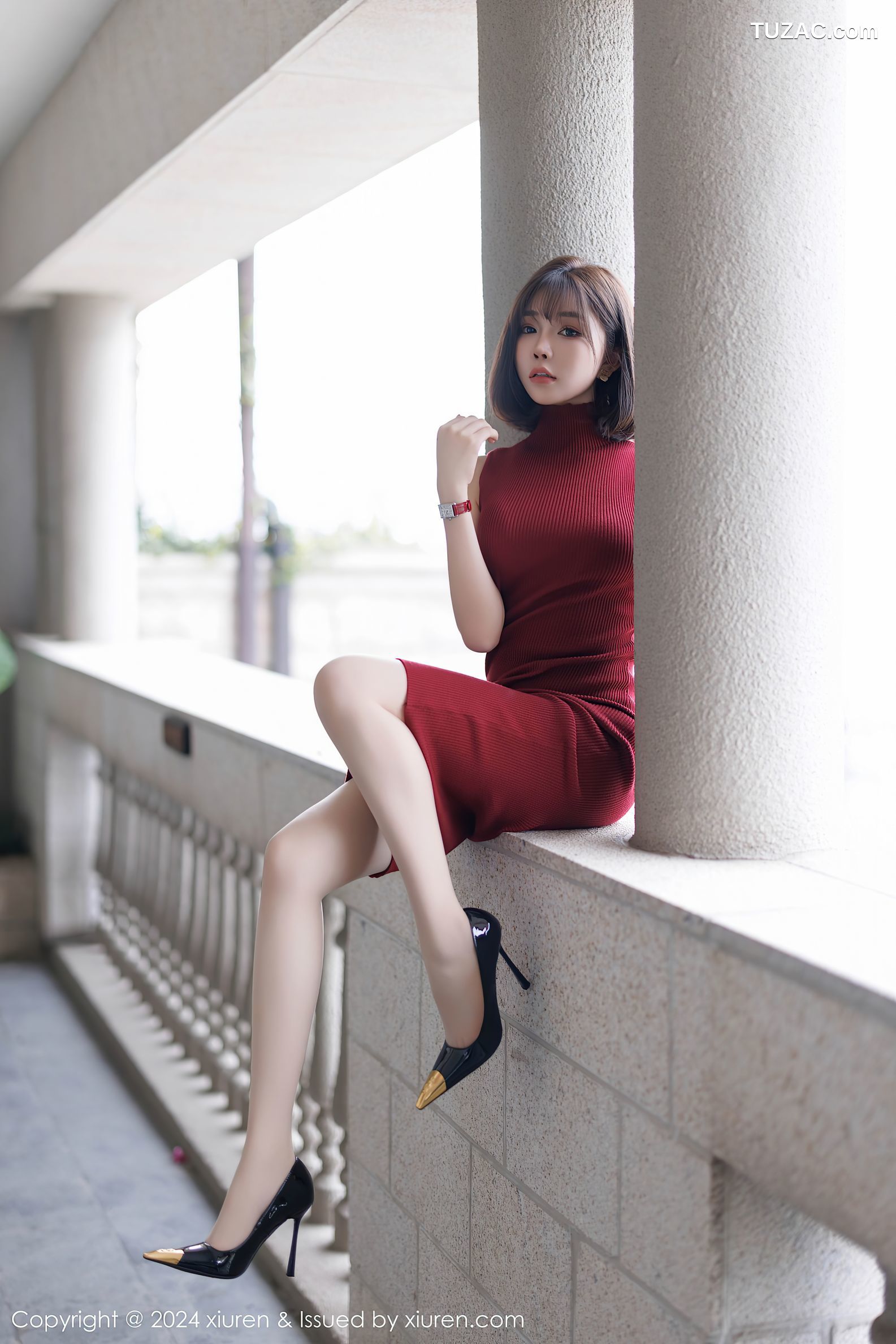 XiuRen秀人网-9589-徐莉芝Booty-红色针织连身裙淡紫内衣-2024.12.12