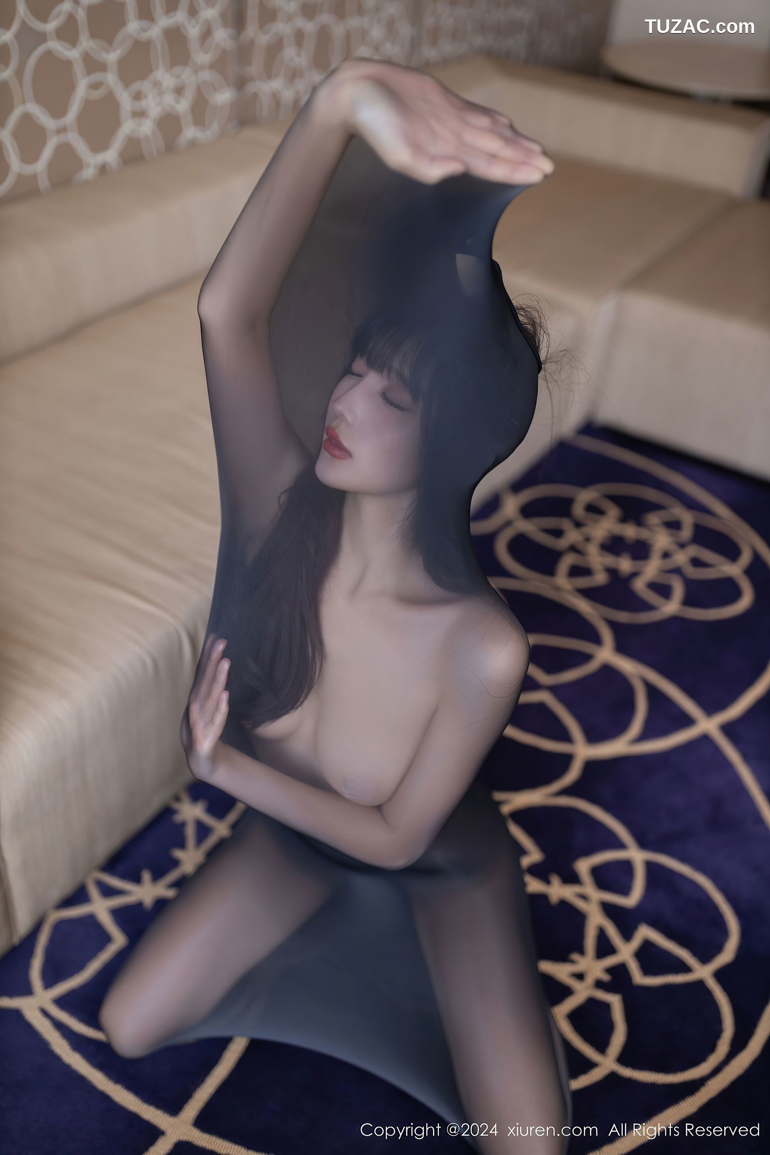 XiuRen秀人网-9590-陆萱萱-透视连体黑丝玉体若隐若现-2024.12.12