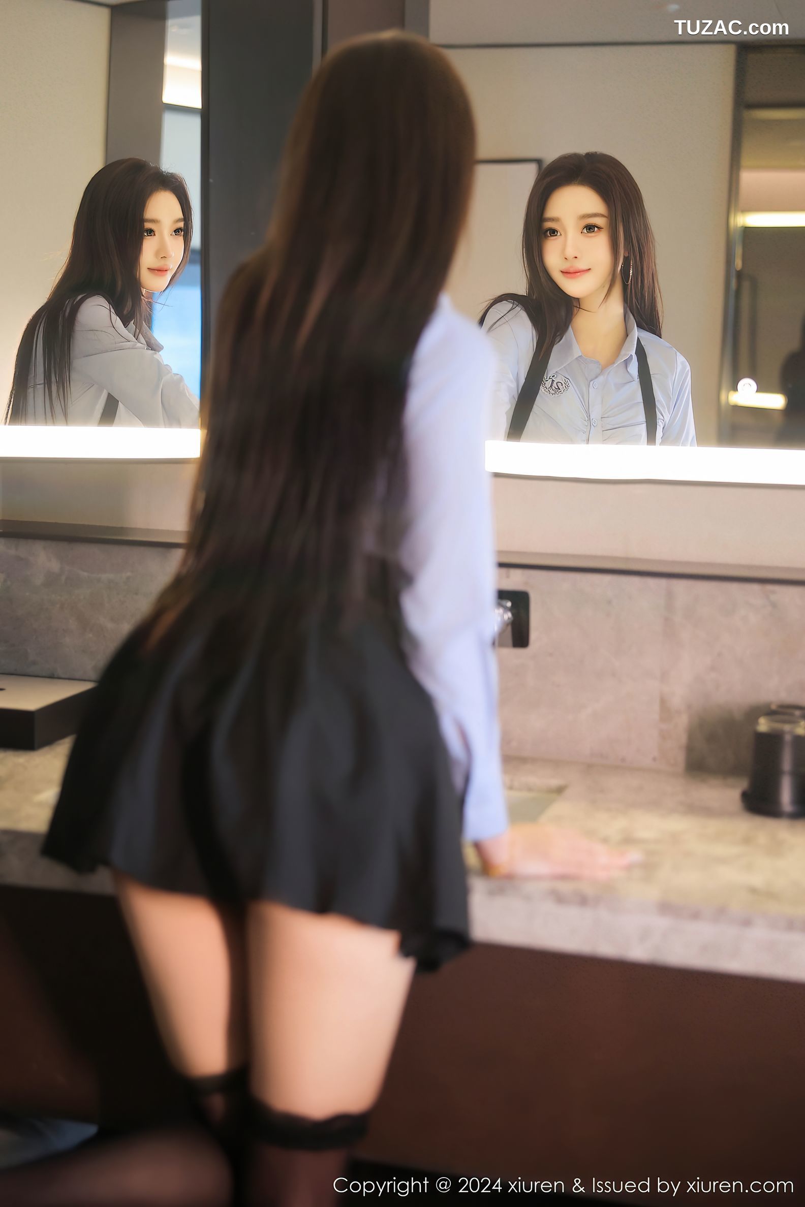 XiuRen秀人网-9591-Candy糖糖-情趣女警蓝衬衫黑短裙黑色内衣黑丝爆乳-2024.12.13