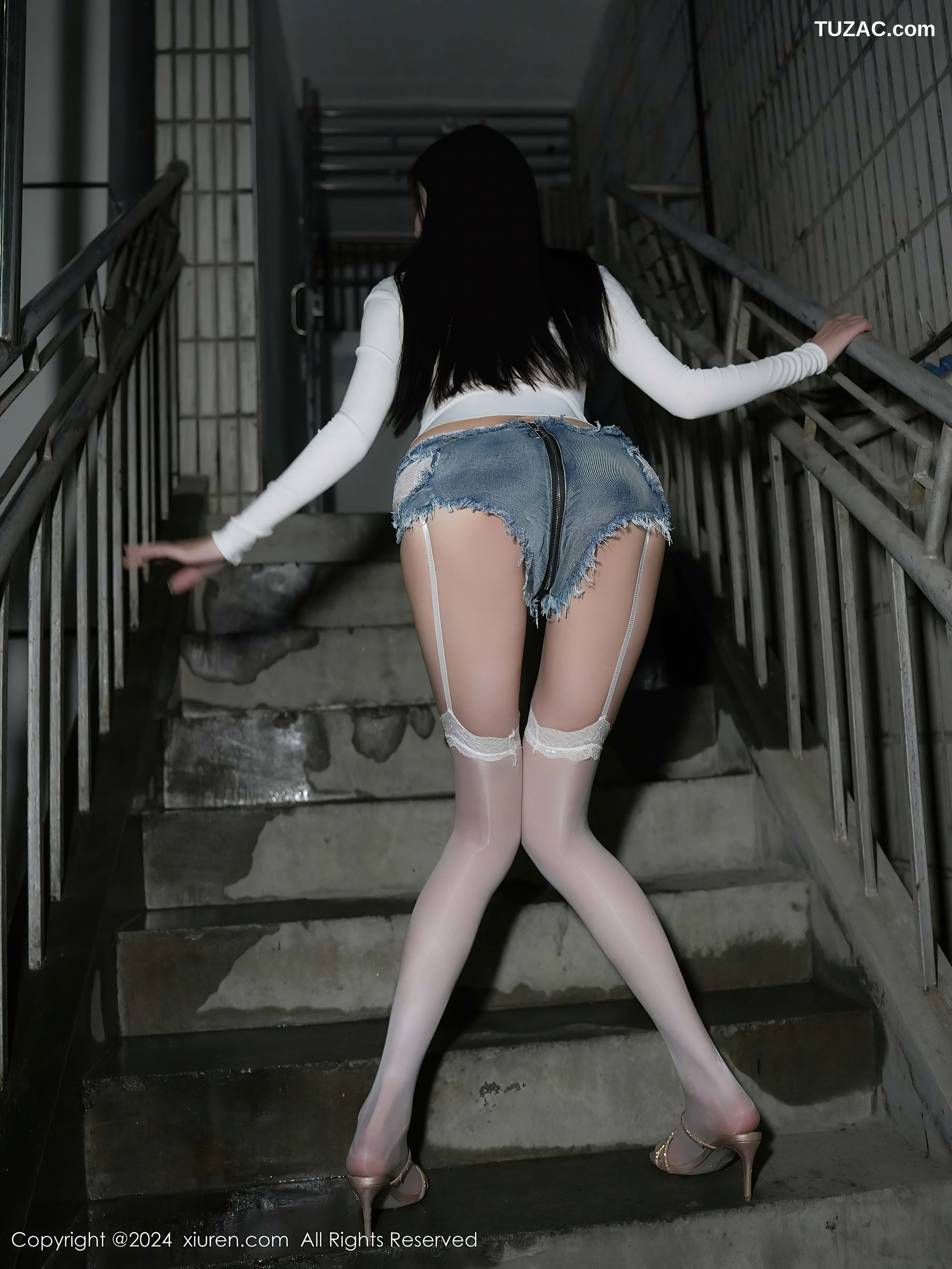 XiuRen秀人网-9598-Erikaki-白T超短牛仔裤爆乳-2024.12.13