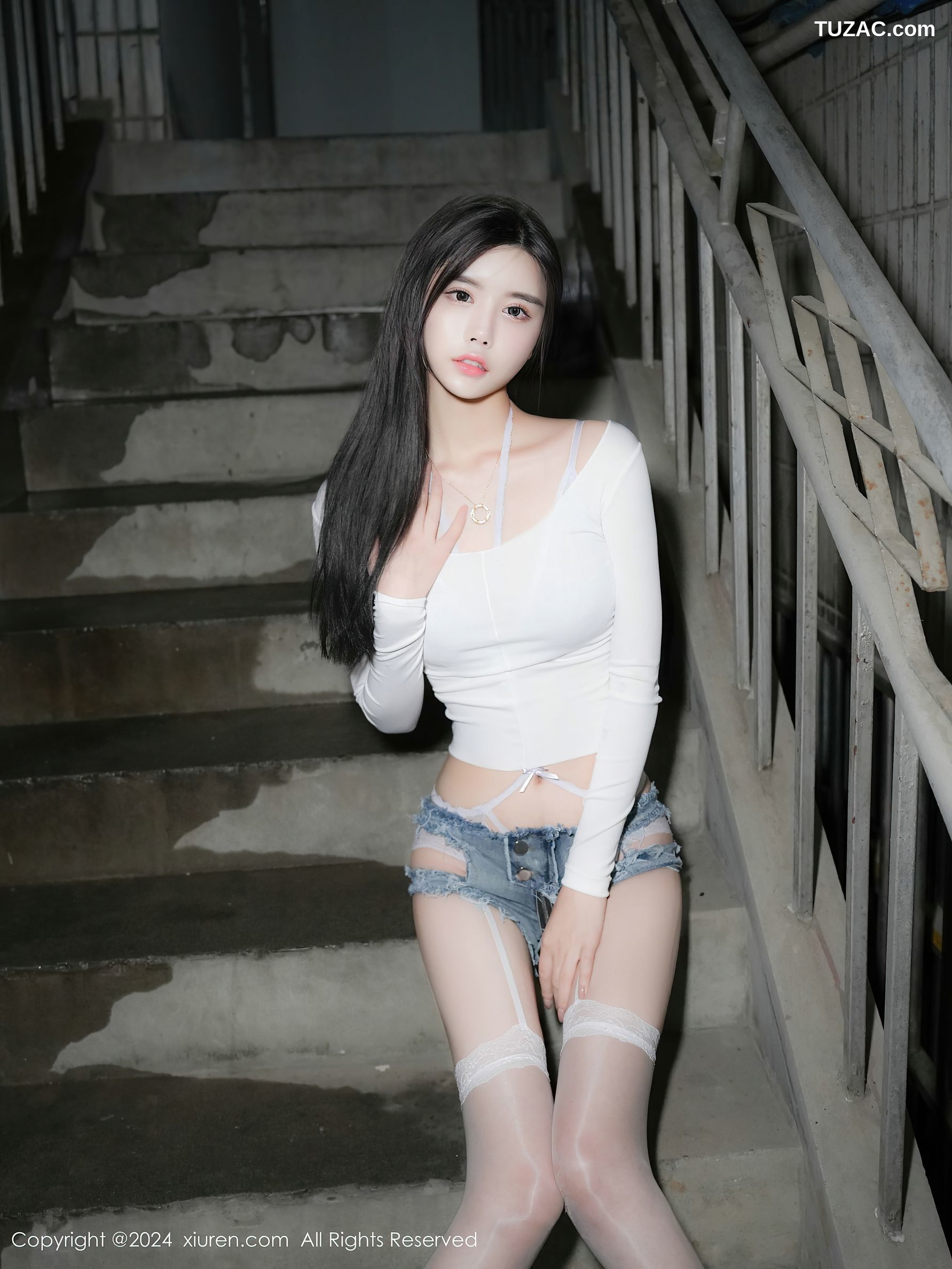 XiuRen秀人网-9598-Erikaki-白T超短牛仔裤爆乳-2024.12.13