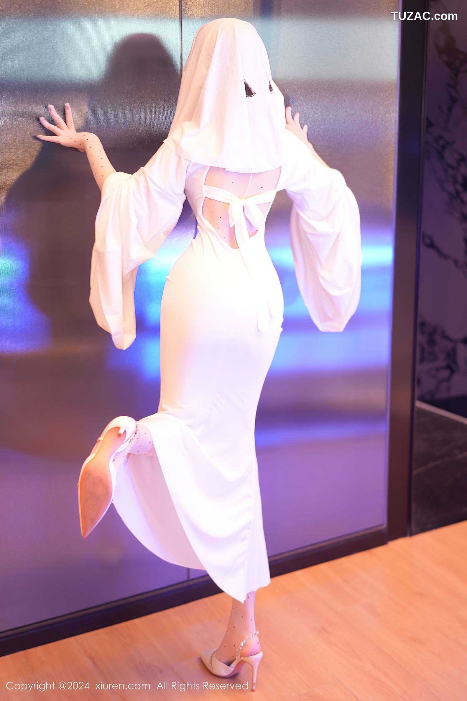 XiuRen秀人网-9629-王雨纯-万圣节白裙-透视白丝连体袜爆乳-2024.12.20