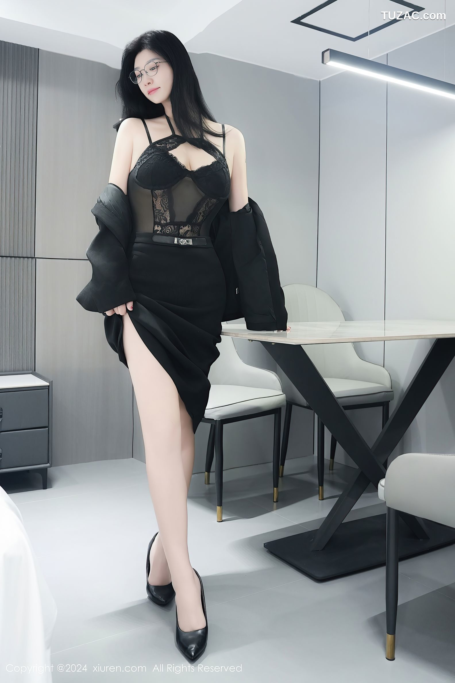 XiuRen秀人网-9639-雅茹老师-OL黑色裙装黑蕾丝内衣-2024.12.23