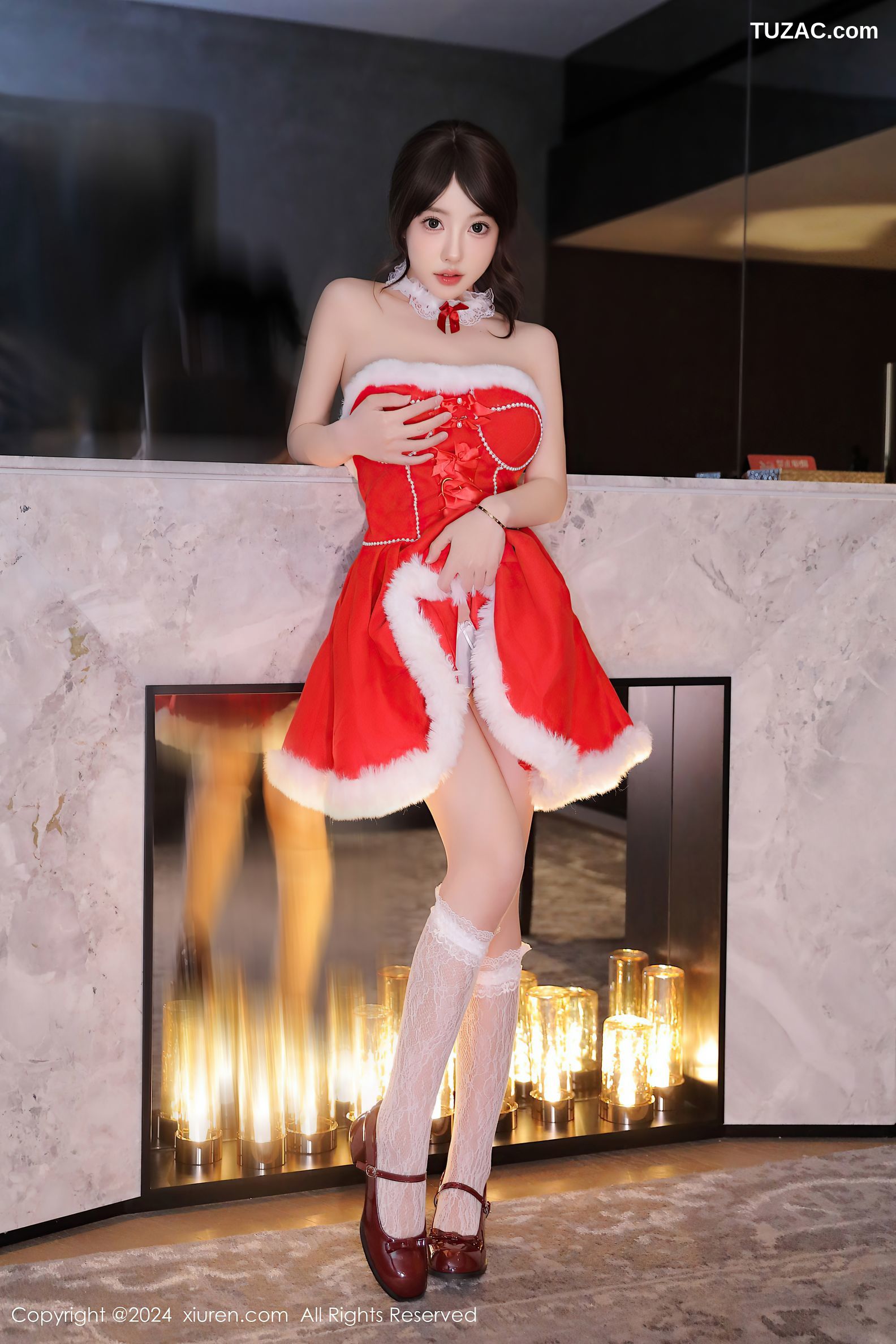 XiuRen秀人网-9650-桃妖天-情趣圣诞红裙捆绑爆乳-2024.12.24