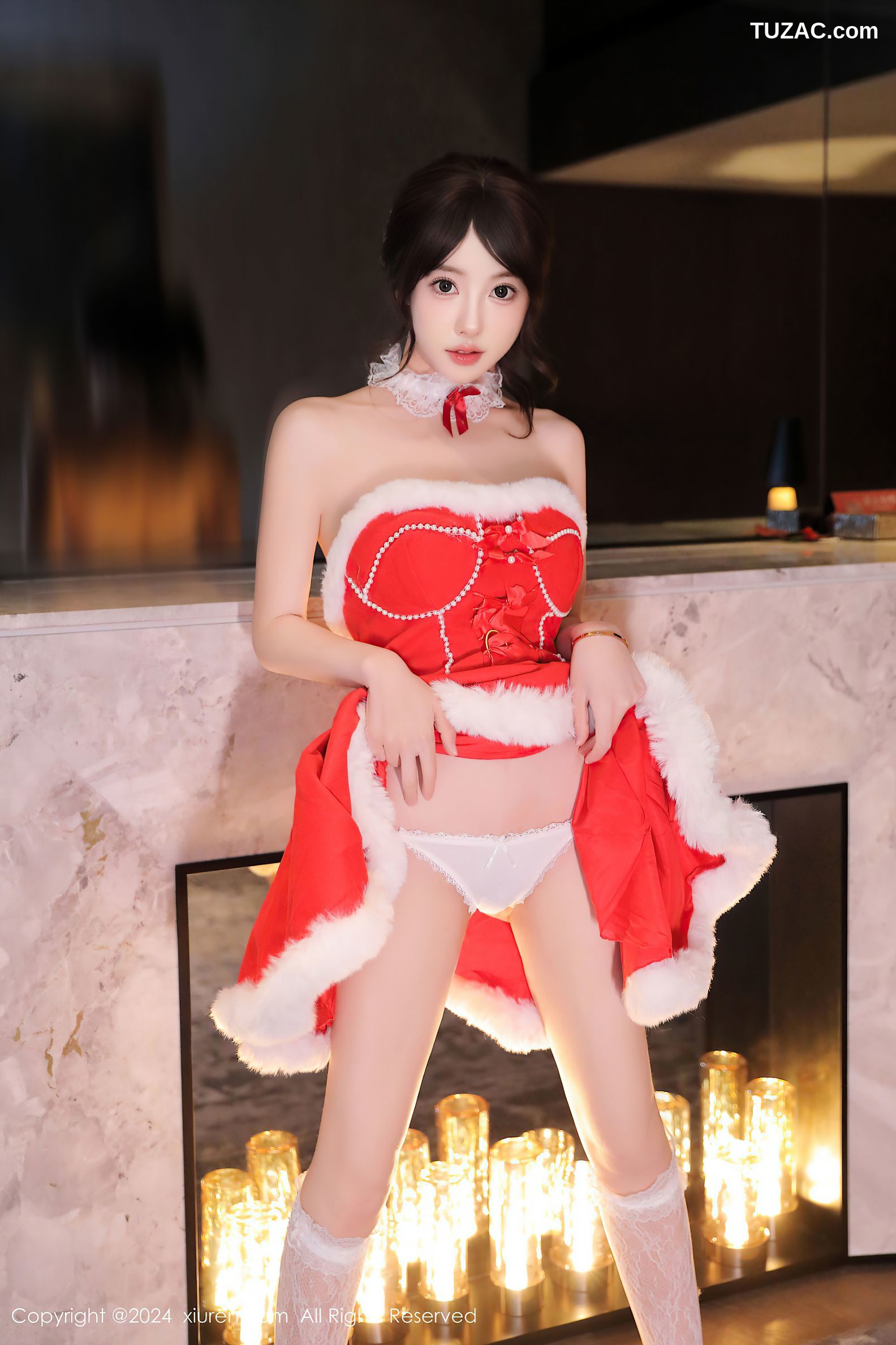 XiuRen秀人网-9650-桃妖天-情趣圣诞红裙捆绑爆乳-2024.12.24