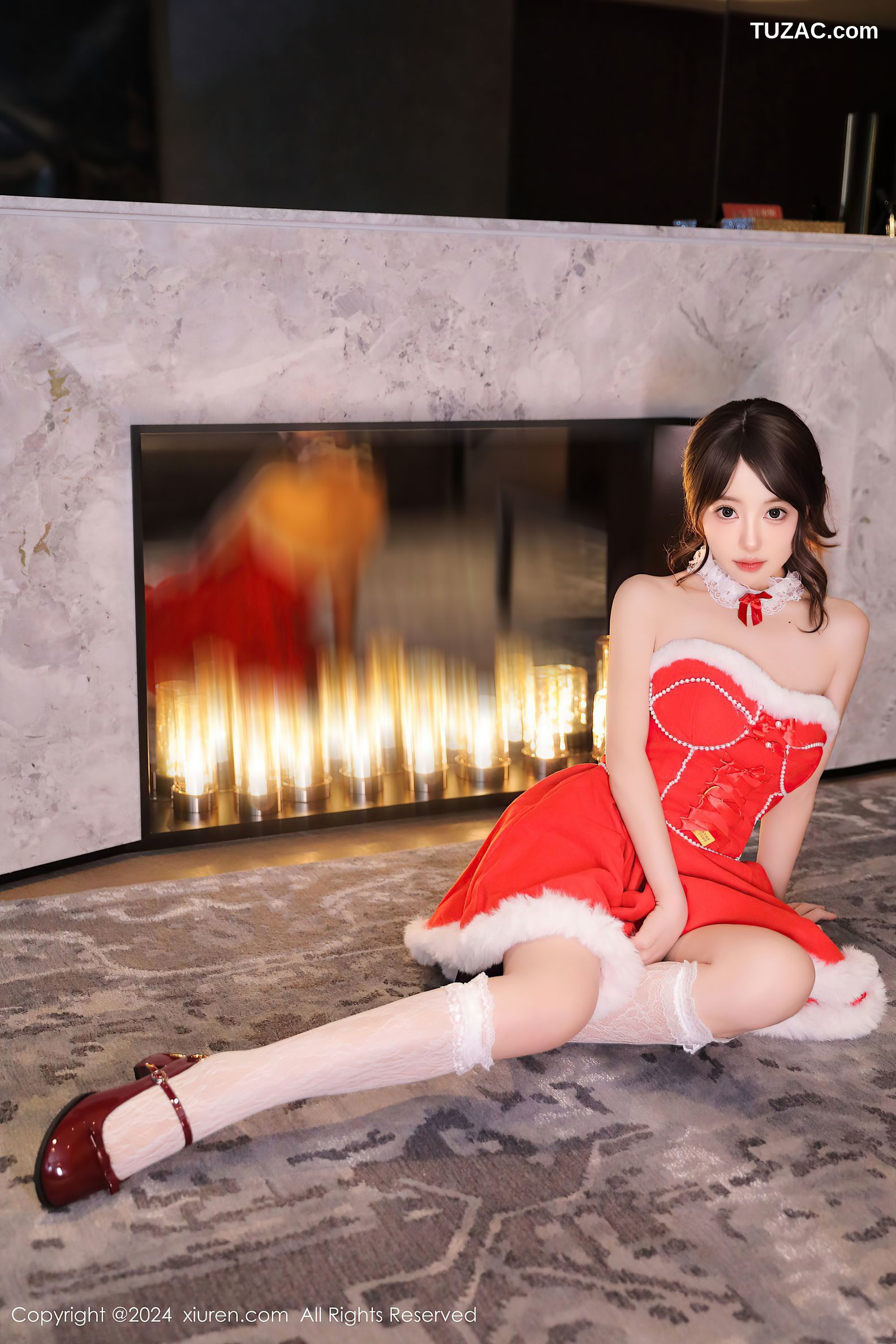 XiuRen秀人网-9650-桃妖天-情趣圣诞红裙捆绑爆乳-2024.12.24