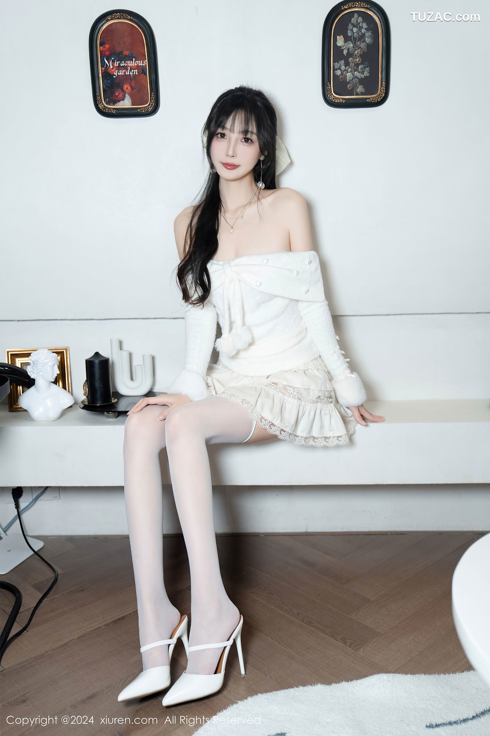 XiuRen秀人网-9658-林星阑-白色连衣短裙-红丝带情趣内衣-2024.12.25