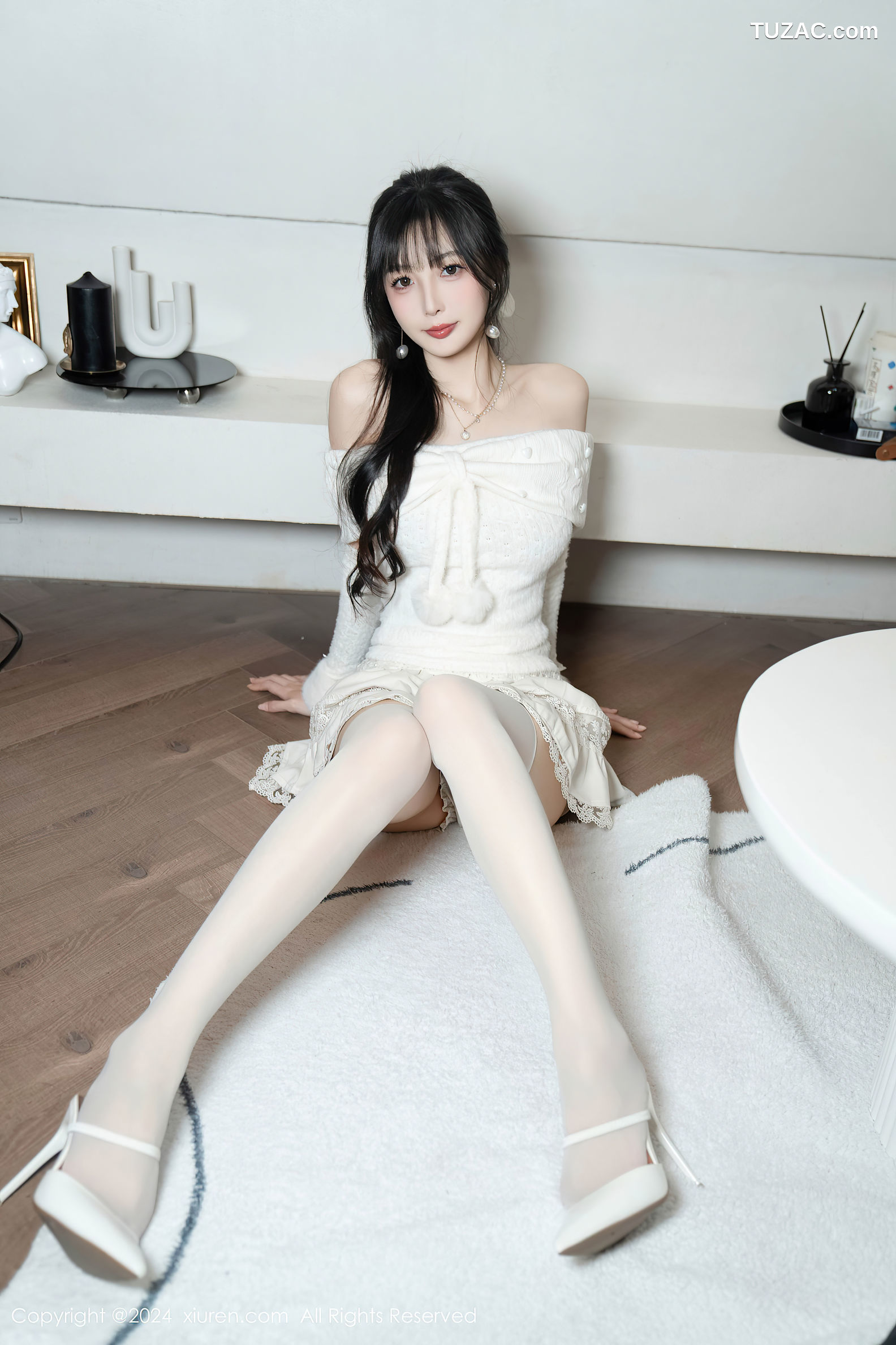 XiuRen秀人网-9658-林星阑-白色连衣短裙-红丝带情趣内衣-2024.12.25